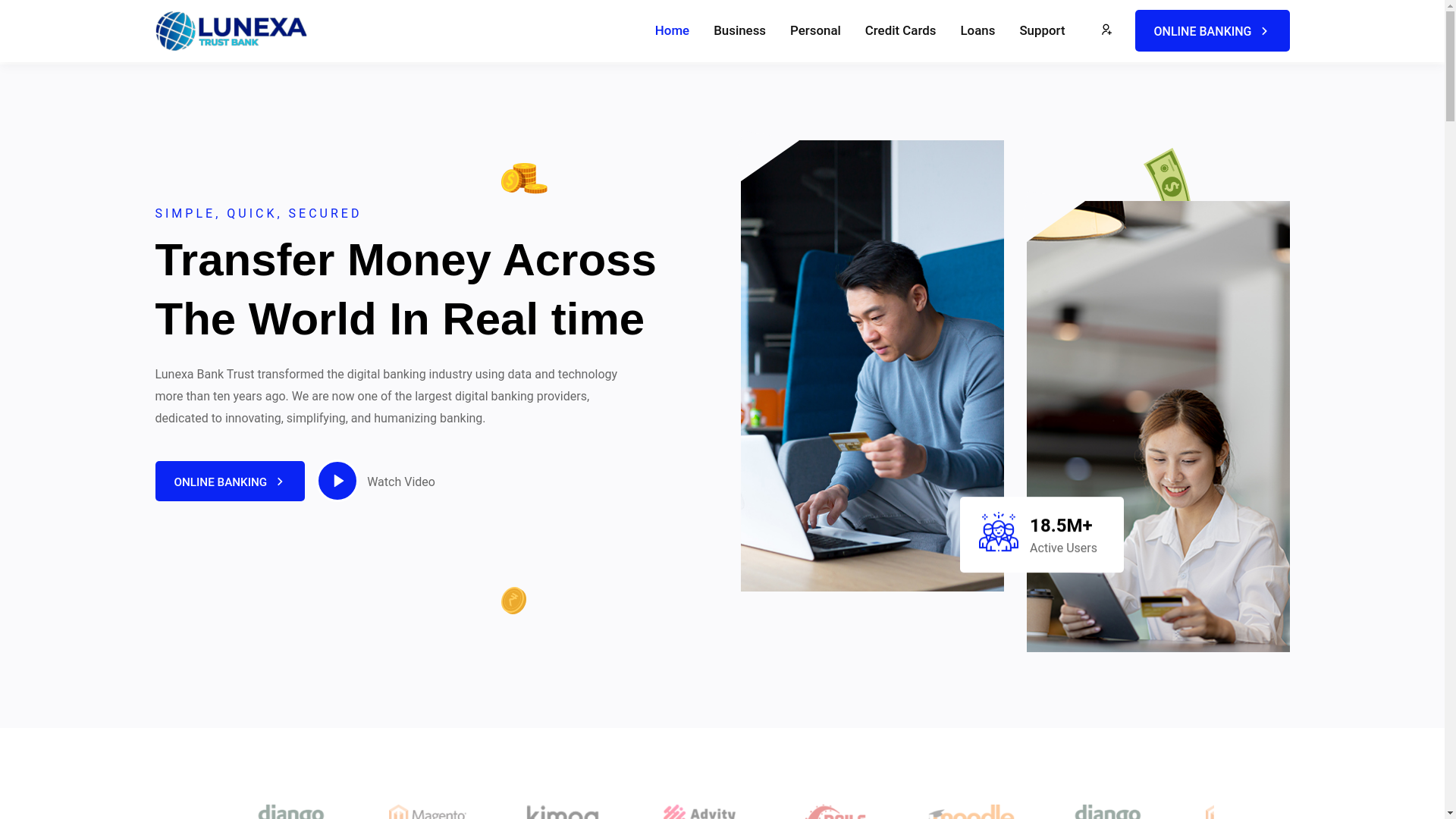 website screenshot of https://lunexabanktrust.com