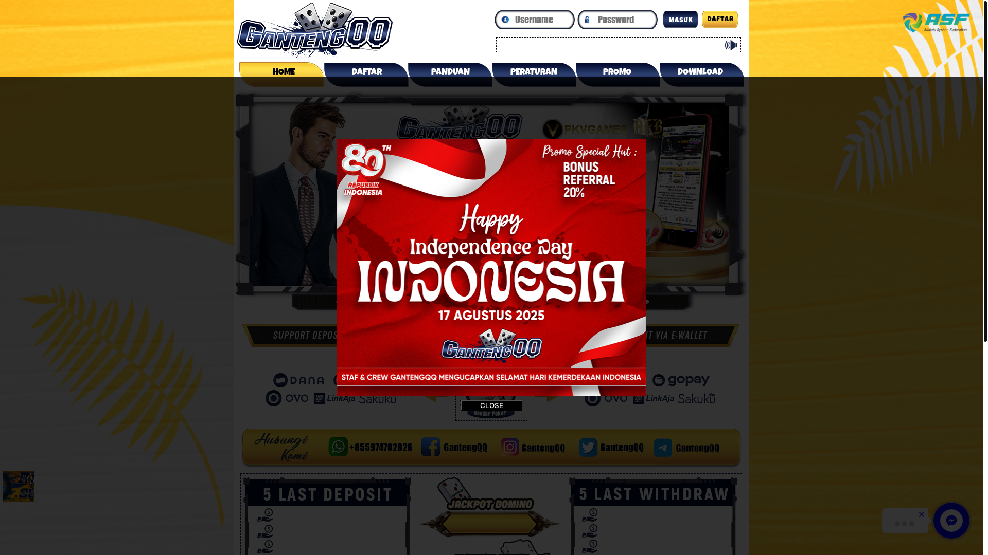 website screenshot of https://gantengqqgacor.click/