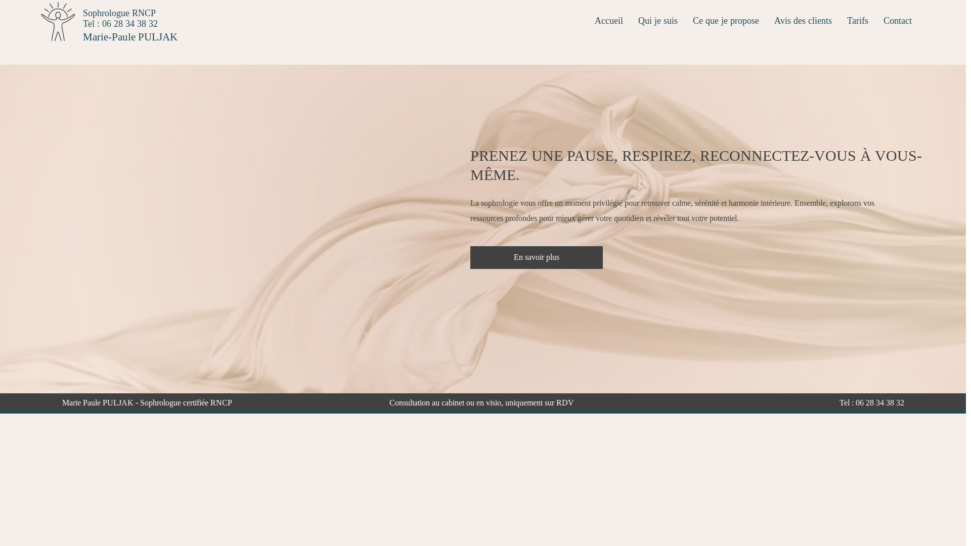 website screenshot of https://mariemasophrologue.com/