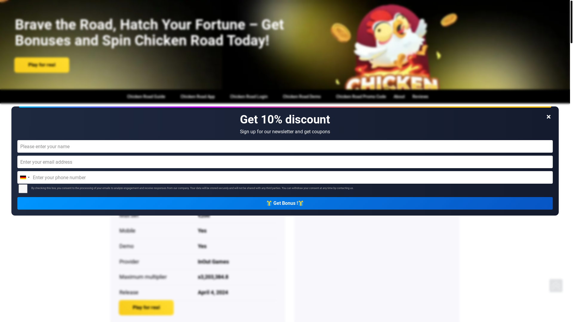 website screenshot of https://chickenroadgame.life/