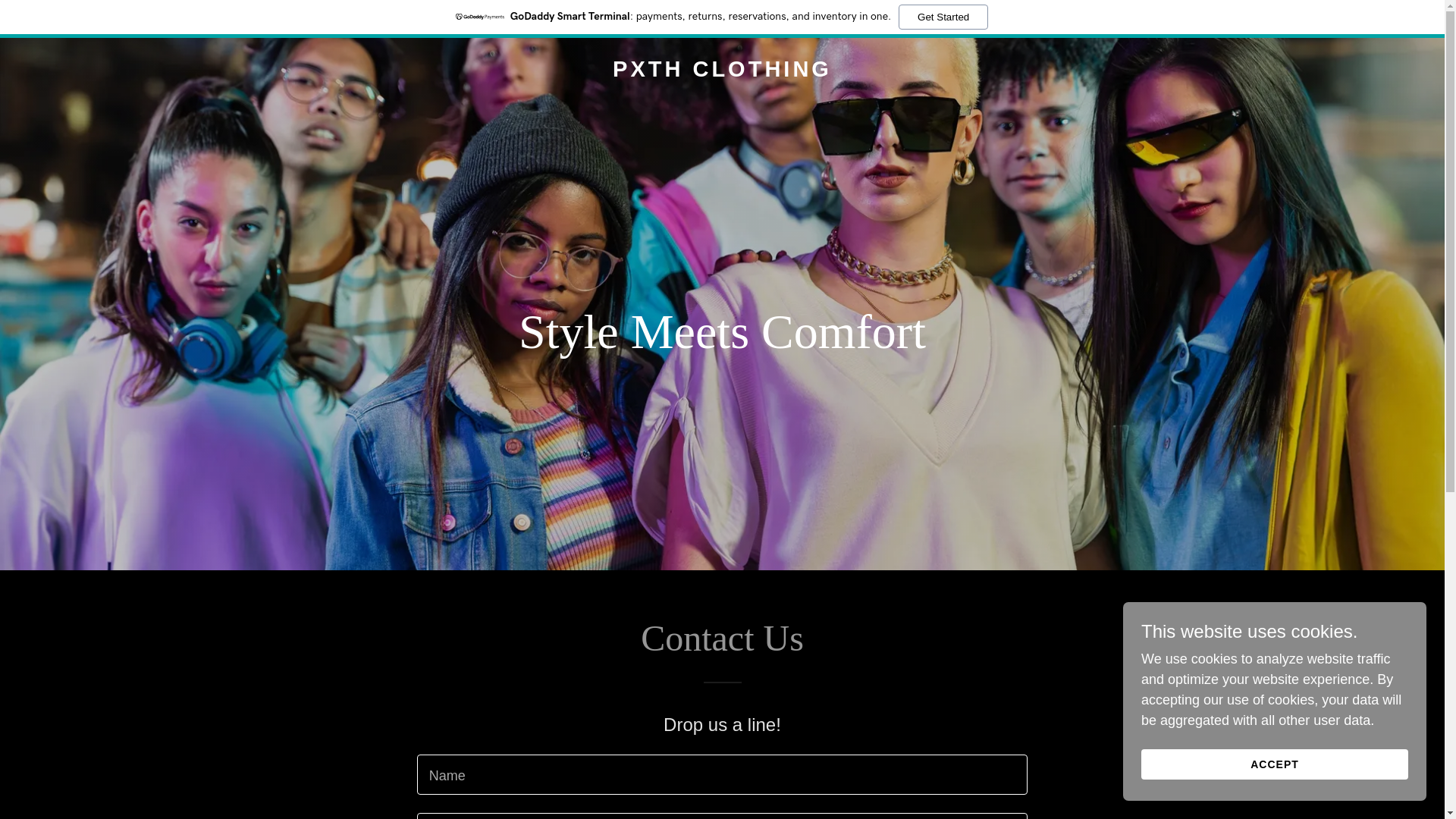 website screenshot of https://pxthclothing.com/
