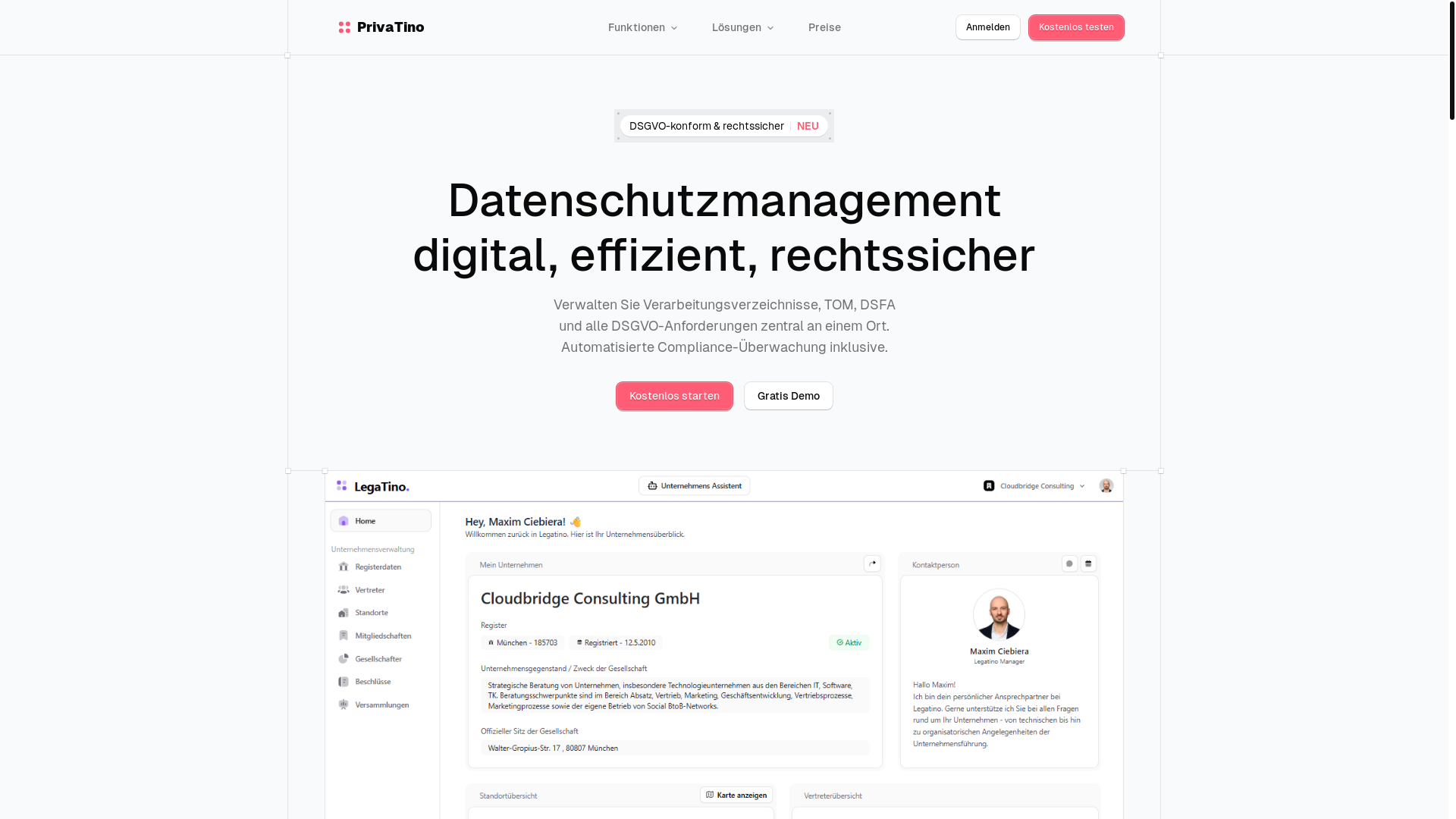 website screenshot of https://privatino.io/