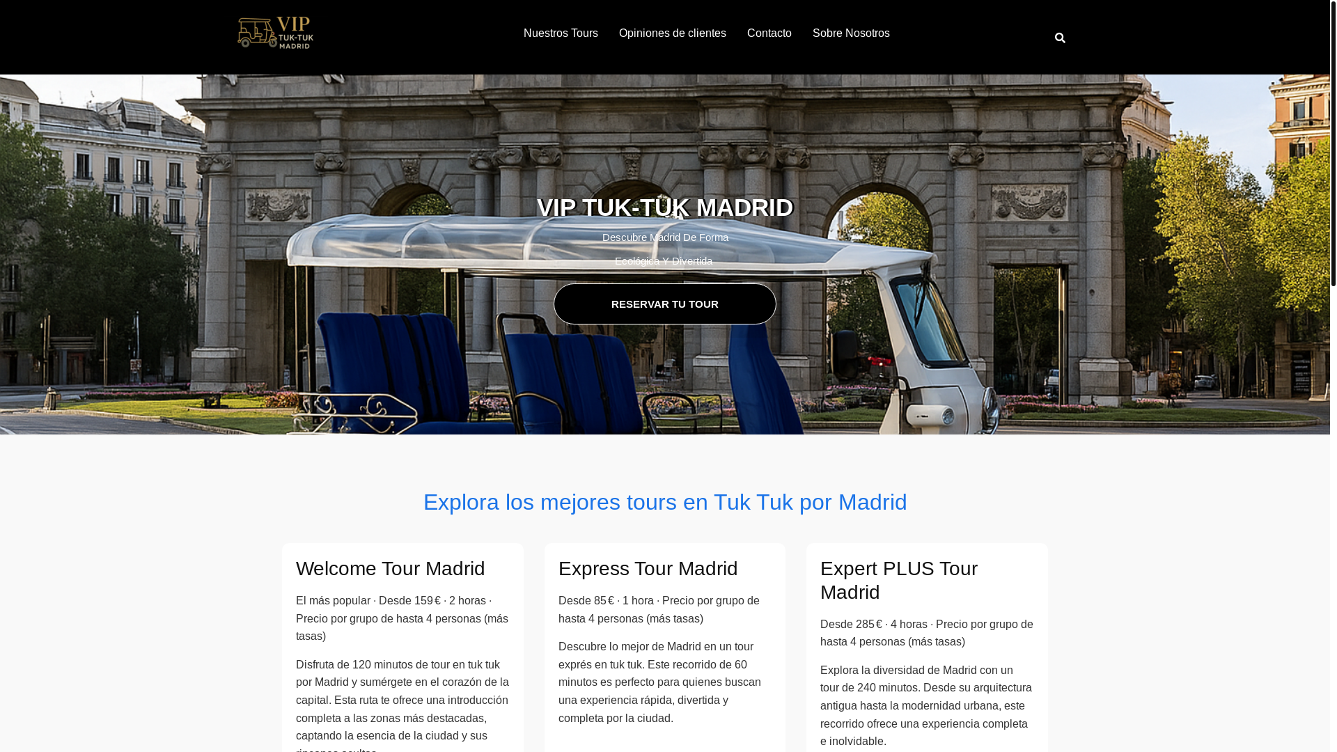website screenshot of https://viptuktukmadrid.es/
