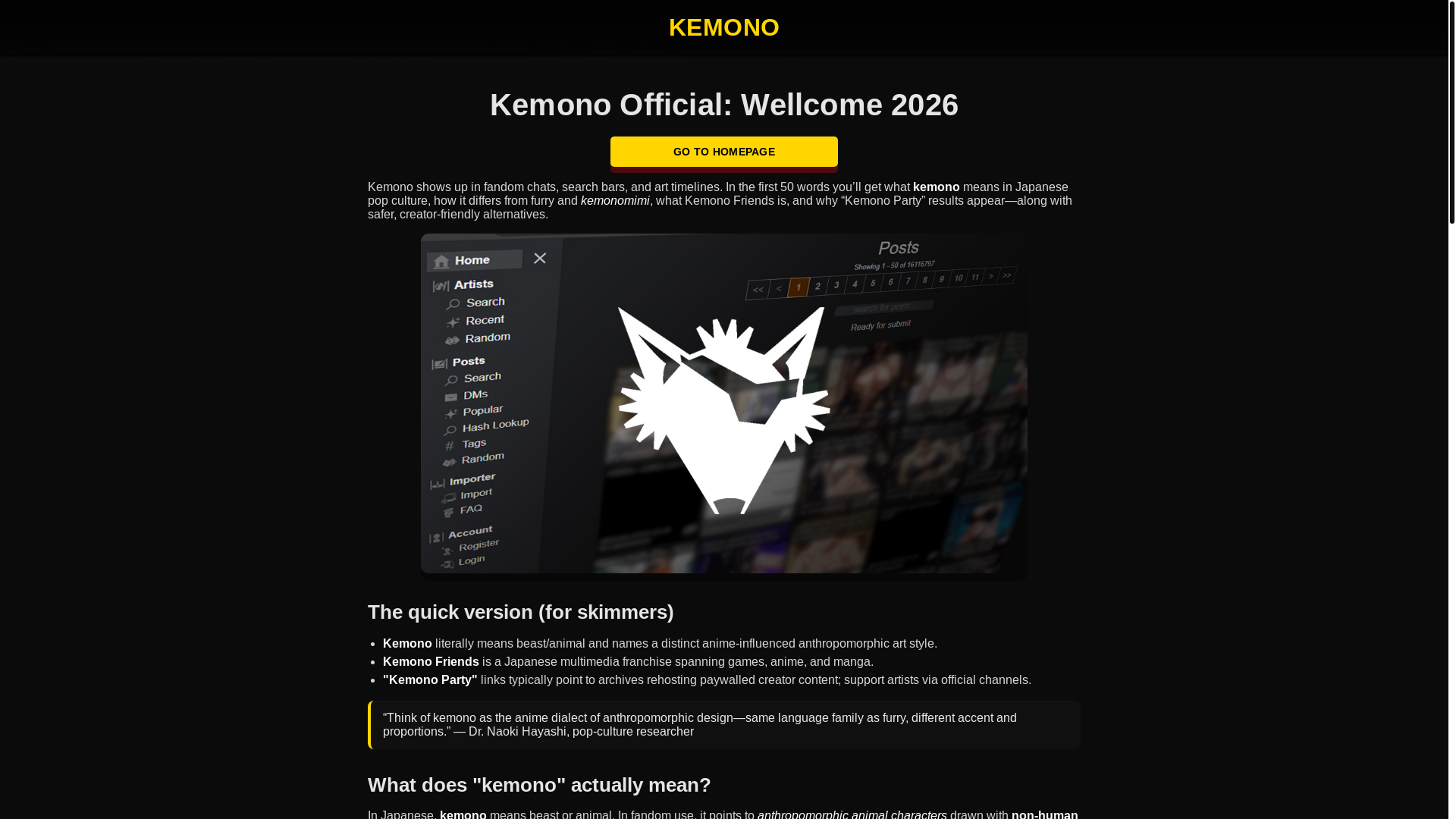 website screenshot of https://kemono-wtf.pages.dev/