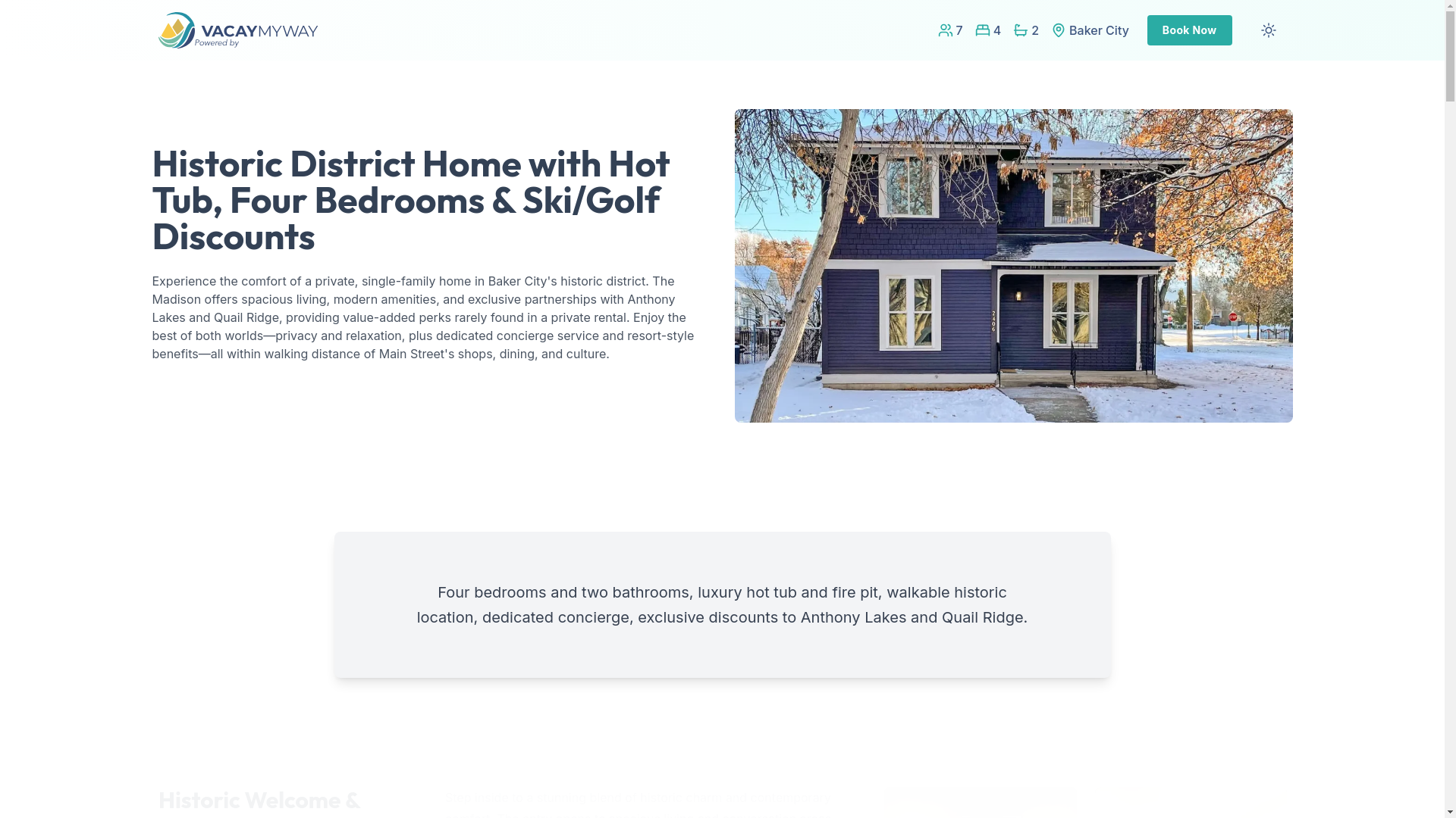 website screenshot of https://bakercentral.house/