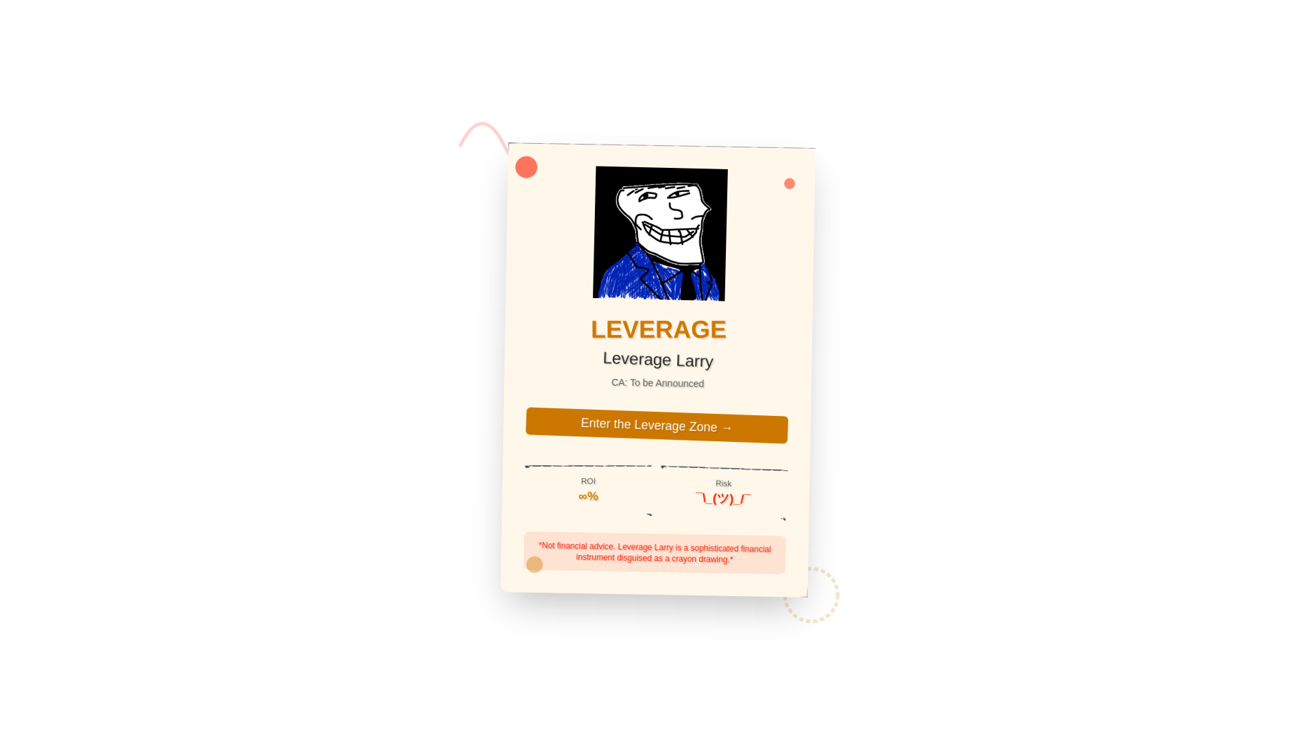 website screenshot of https://leveragelarry.fun/