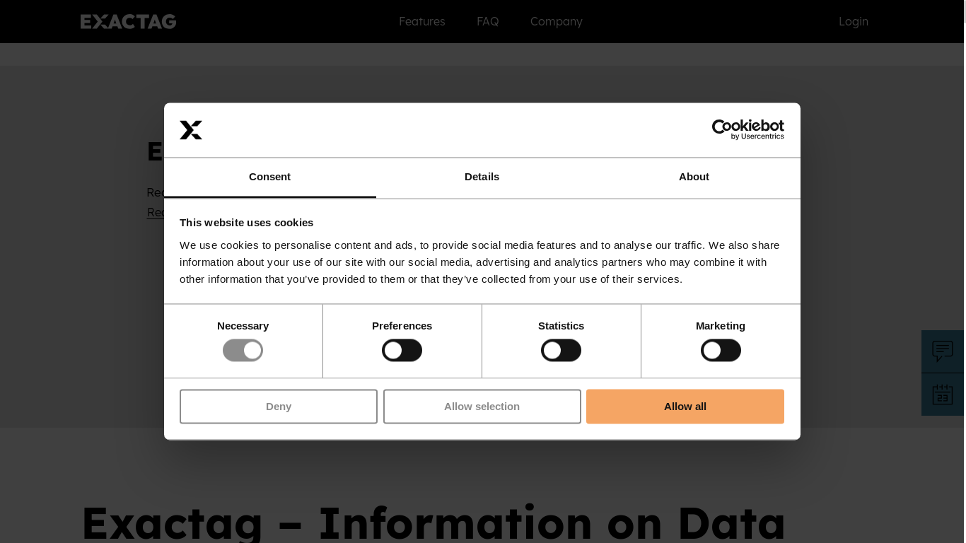 website screenshot of https://m.exactag.com/