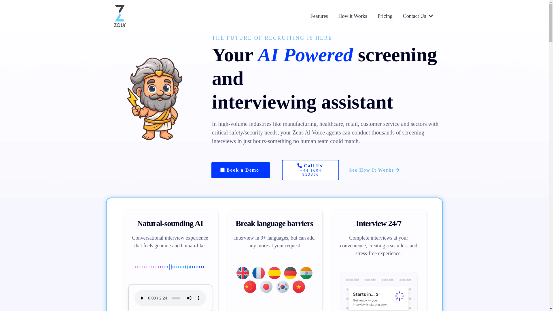 website screenshot of https://zeus-talent.com/