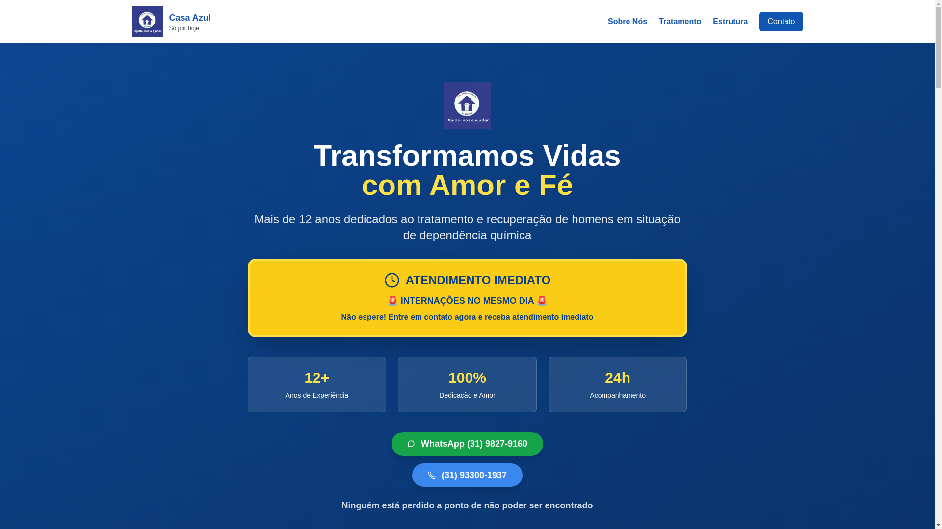 website screenshot of https://casaazulacolhimento.com.br/