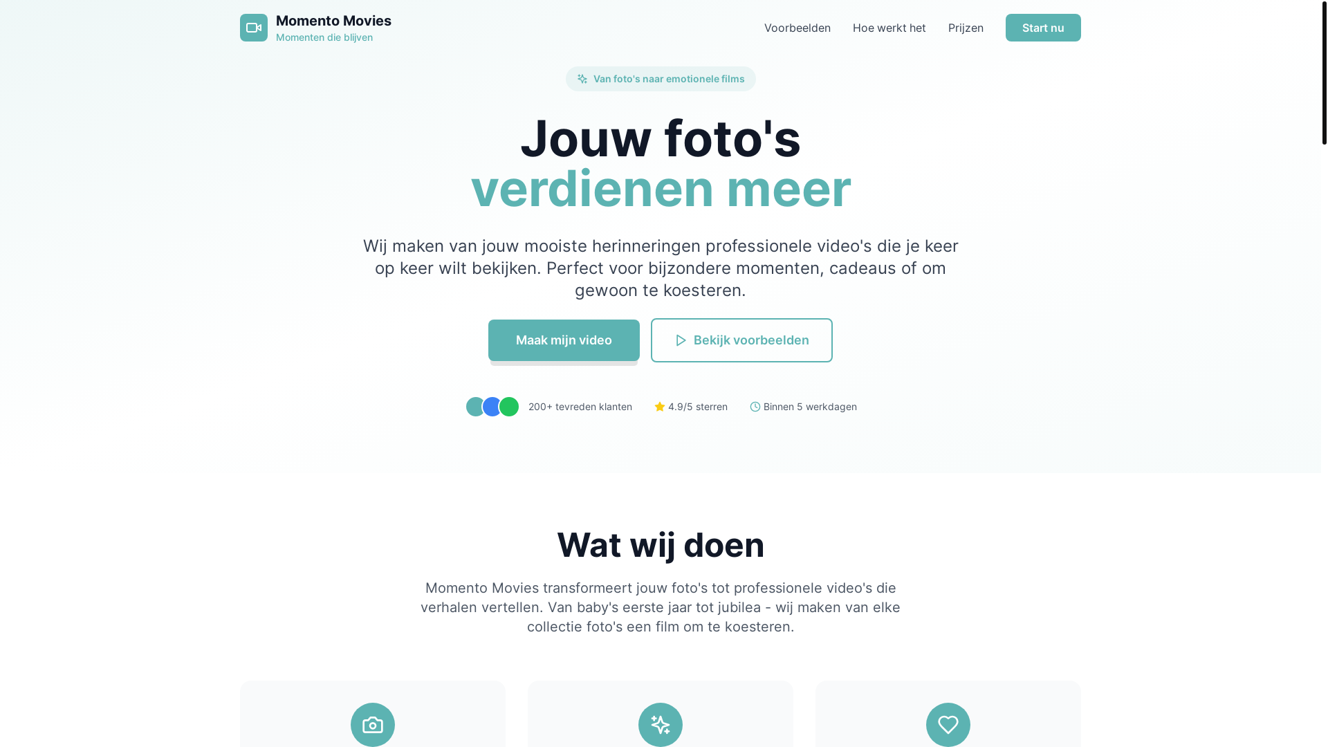 website screenshot of https://momentomovies.nl/