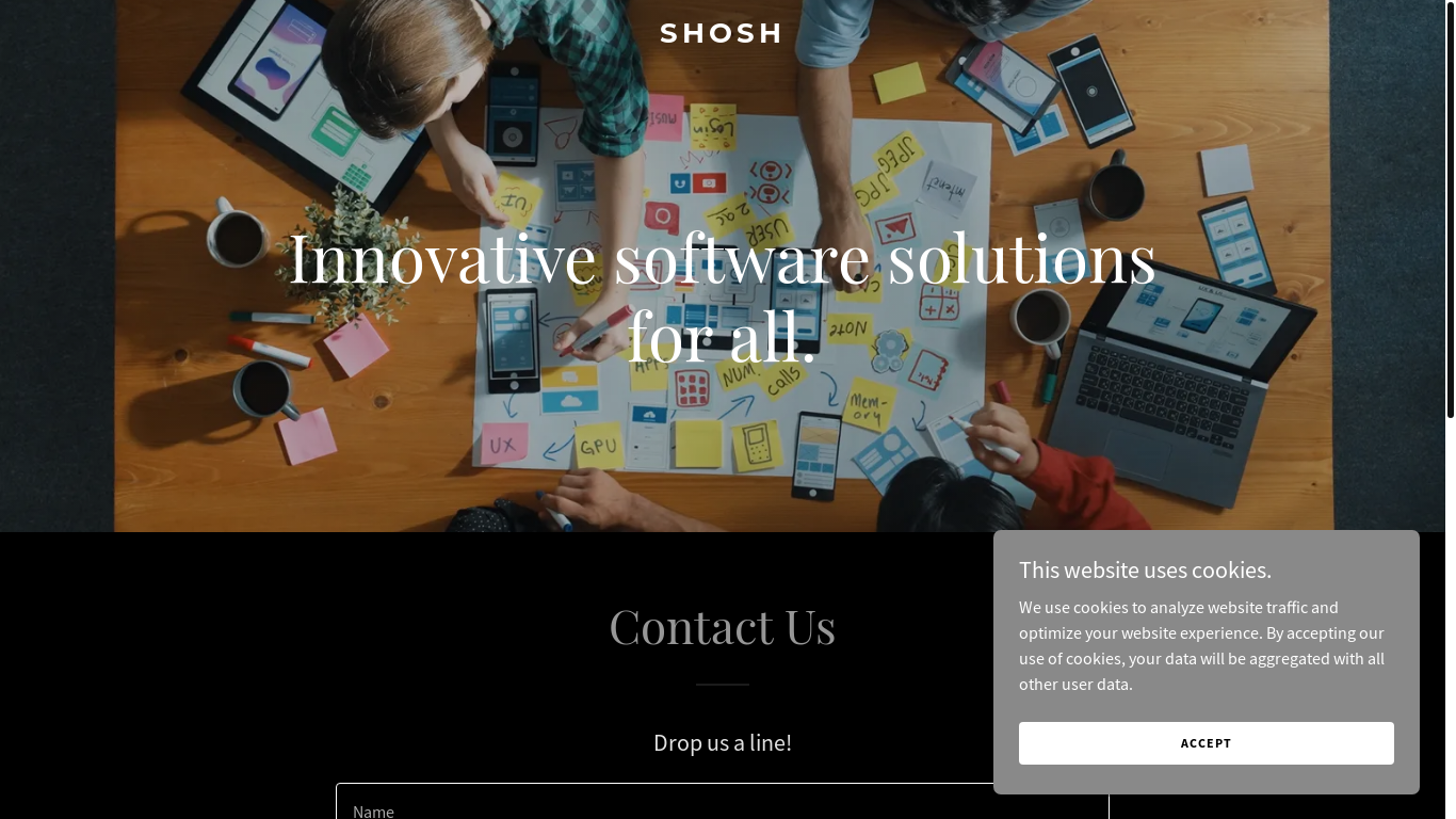 website screenshot of https://shoshapp.com/