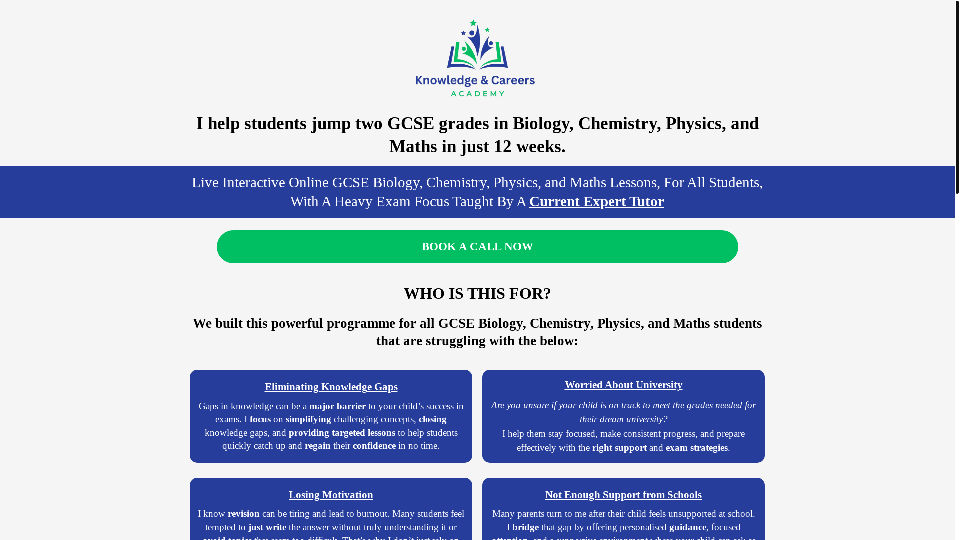 website screenshot of https://knowledgeandcareers.co.uk/