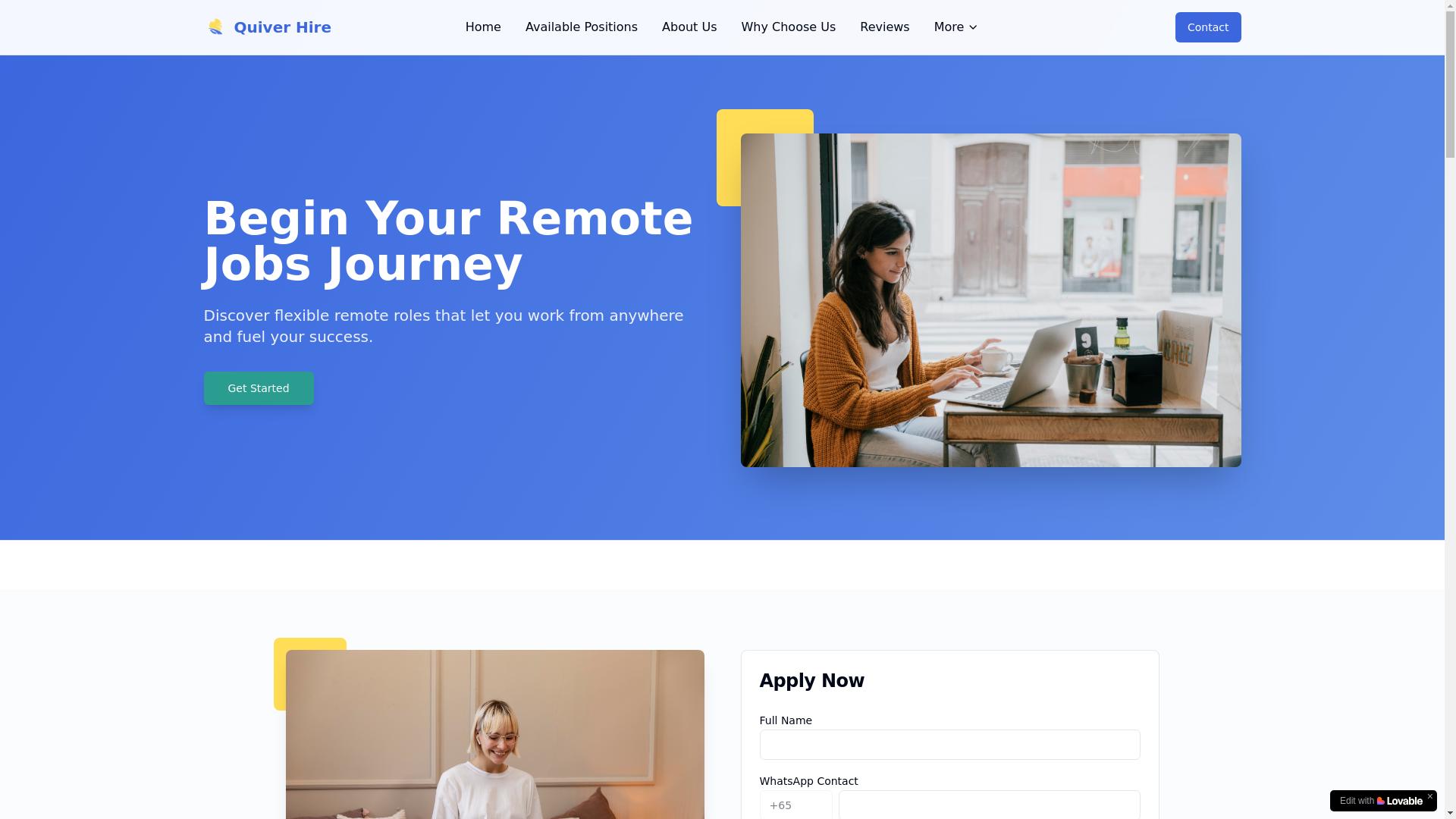 website screenshot of https://quiverhire.com/
