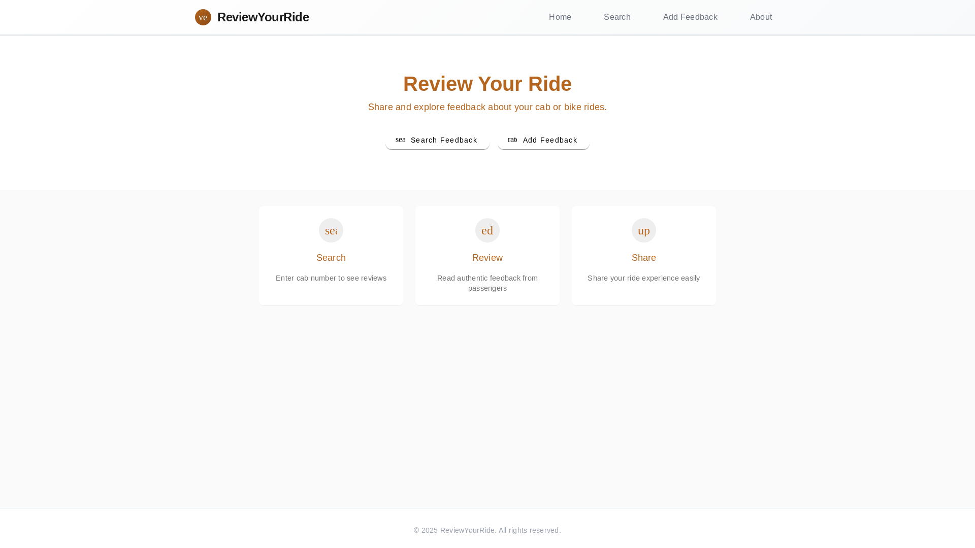 website screenshot of https://reviewyourride.site/