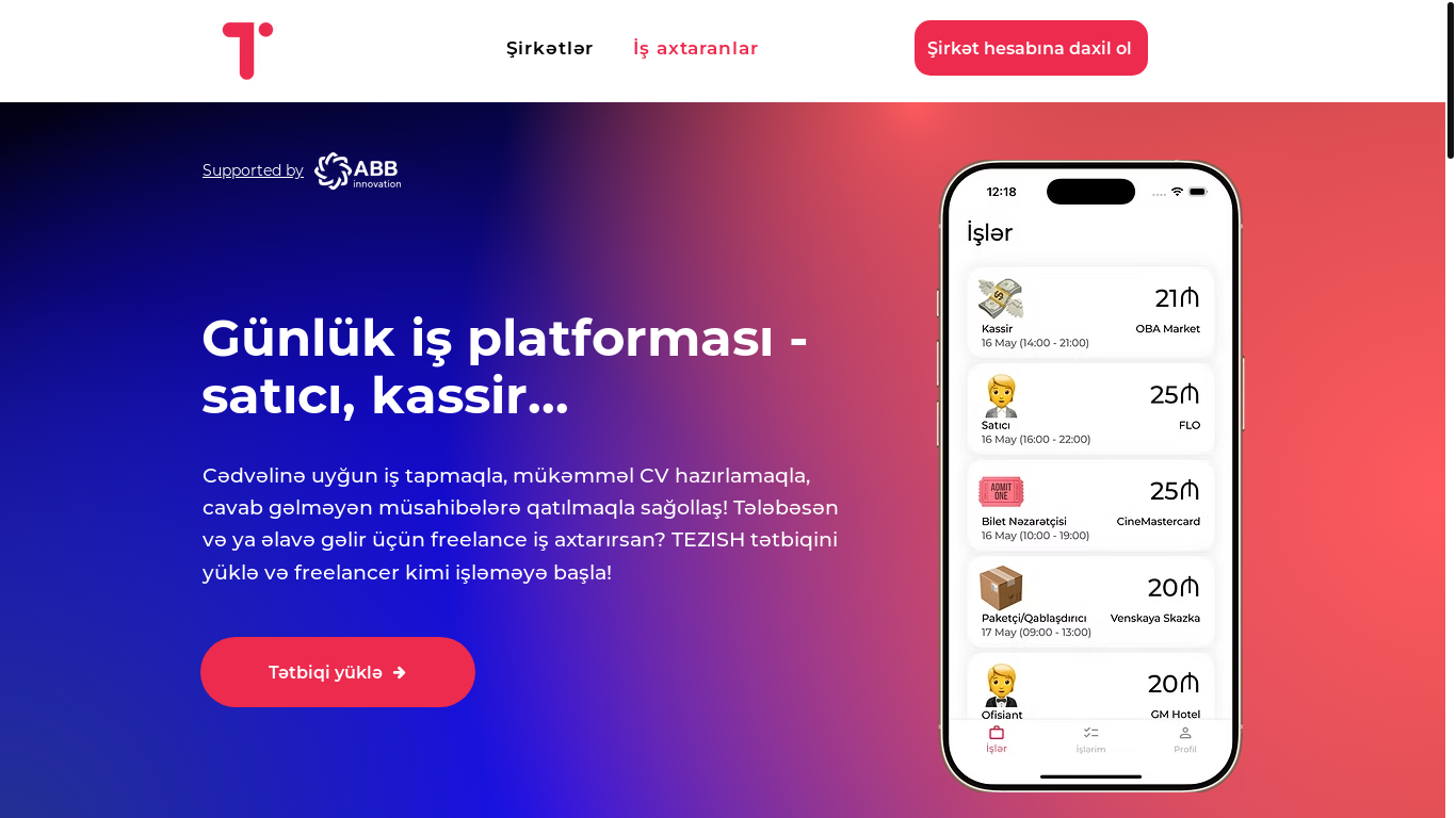 website screenshot of https://www.tezish.com/i%C5%9F-axtar%C4%B1ram