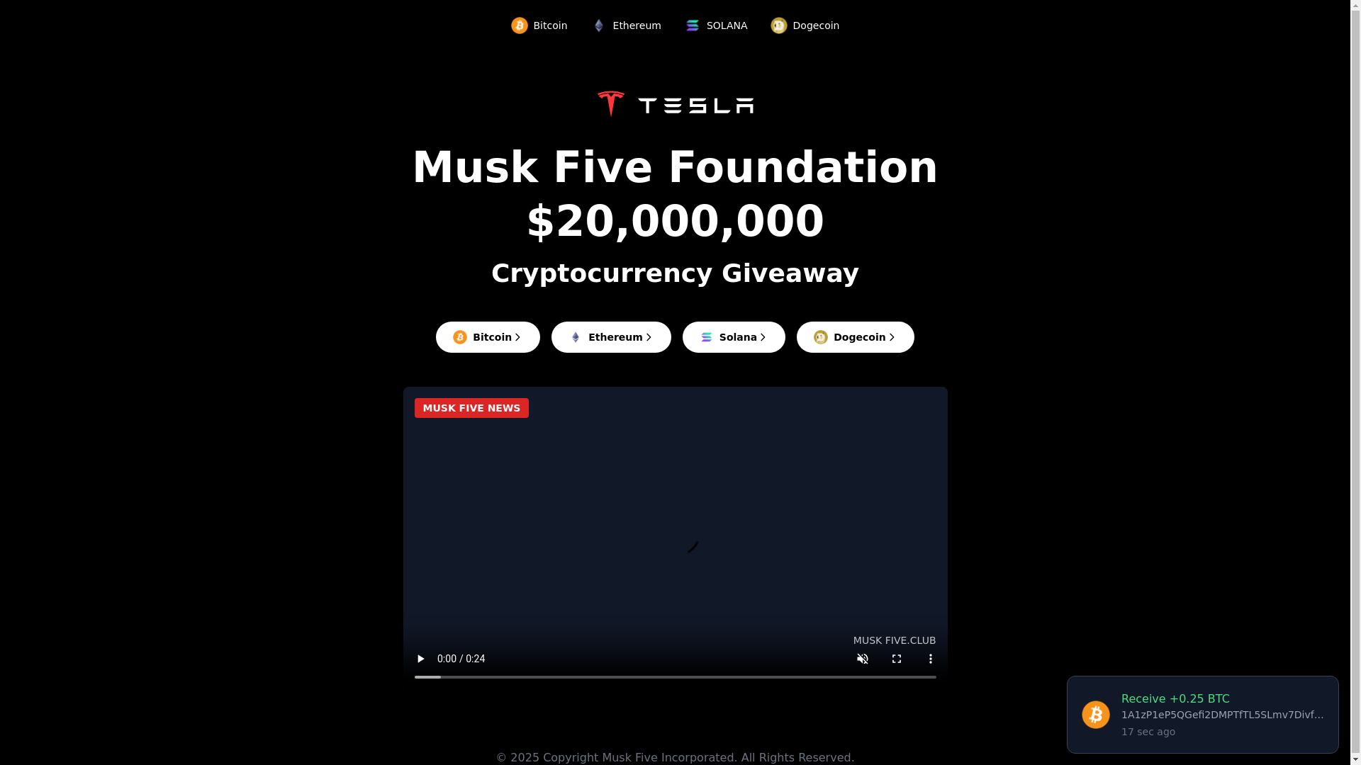 website screenshot of https://muskfive.org/