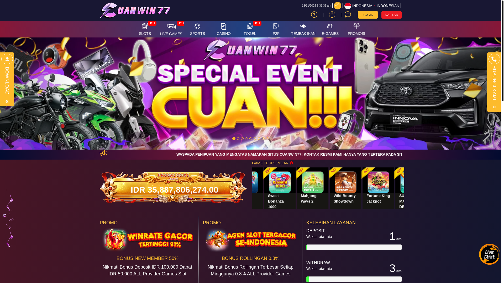 website screenshot of https://cuanwin77forum.vip/