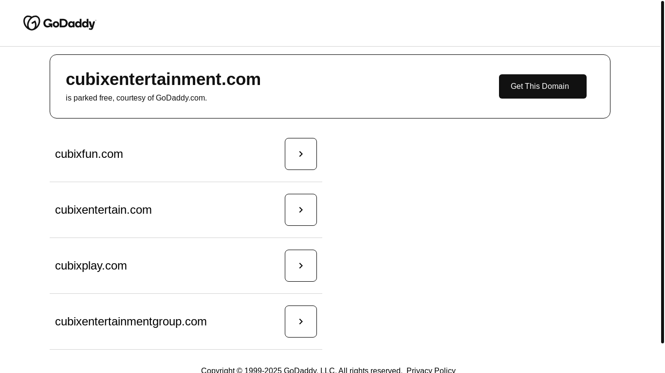website screenshot of https://cubixentertainment.com/