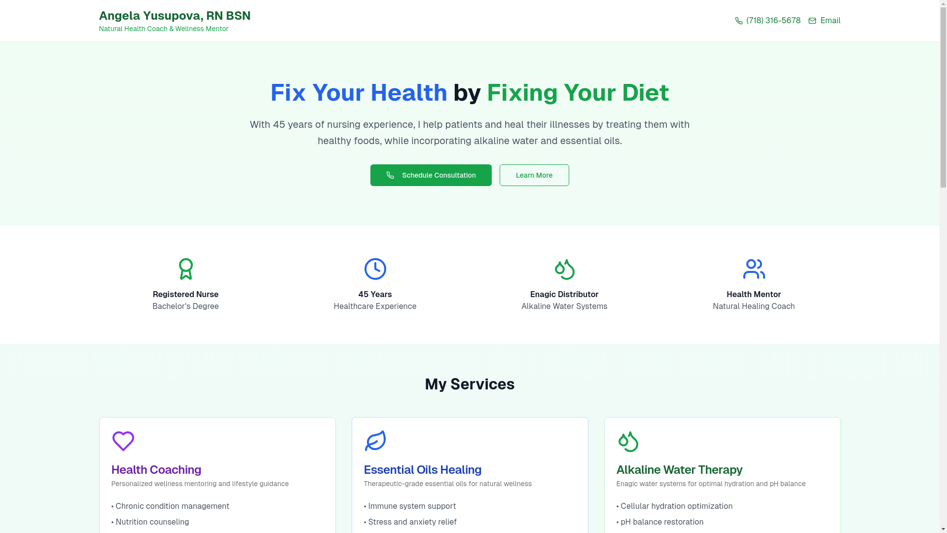 website screenshot of https://yusupovhealth.com/
