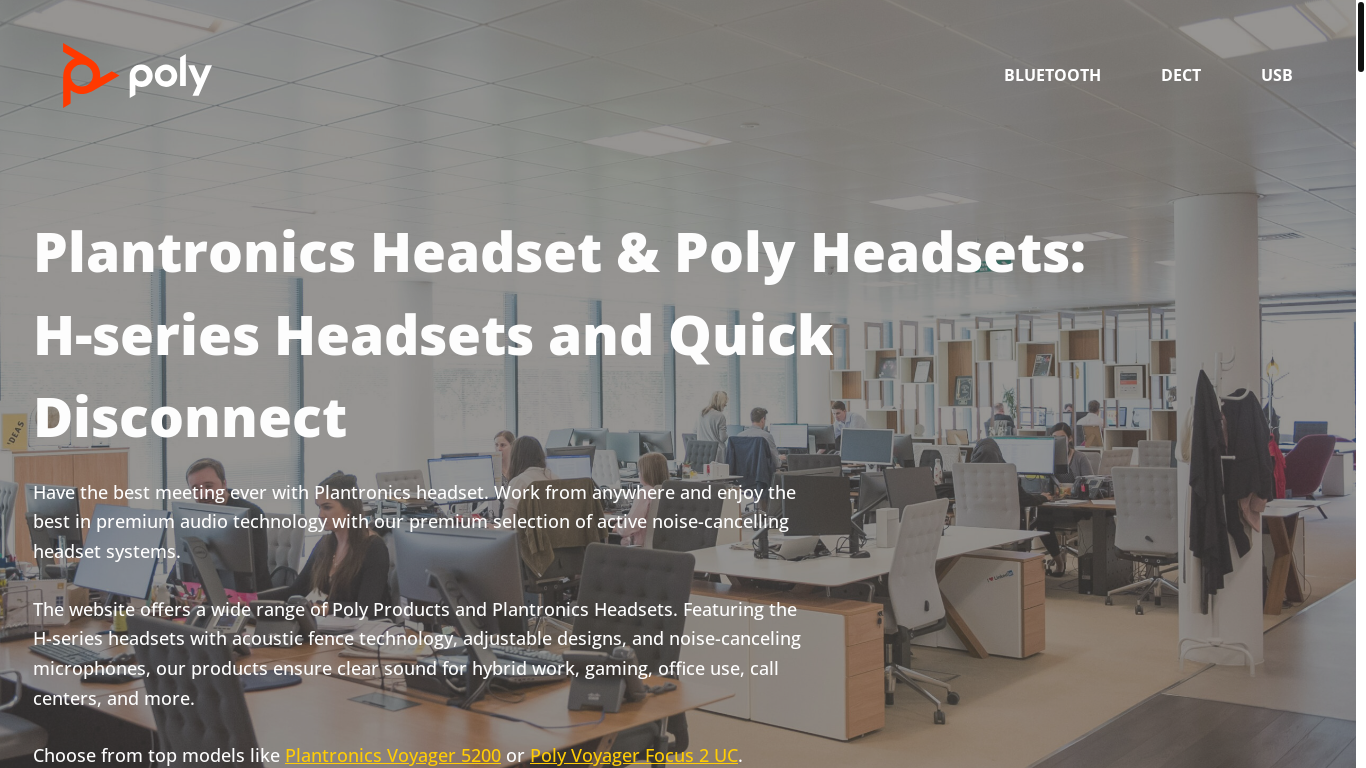 website screenshot of https://polyheadsets.net/