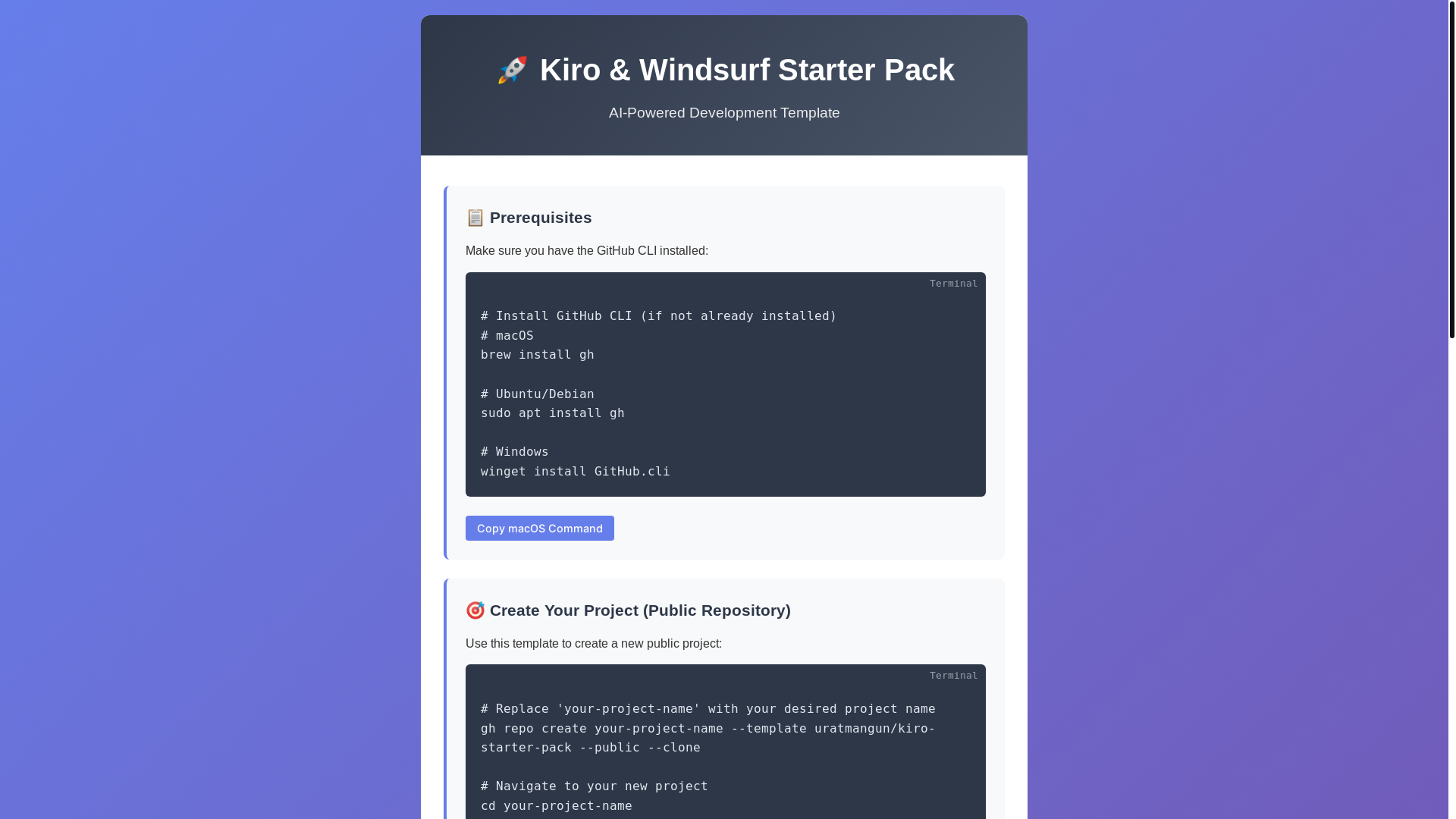 website screenshot of https://kiro-starter-pack.pages.dev/