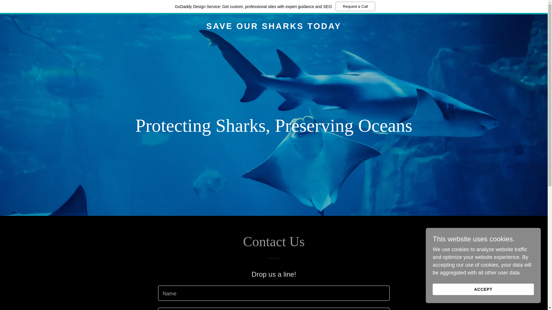 website screenshot of https://saveoursharkstoday.org/