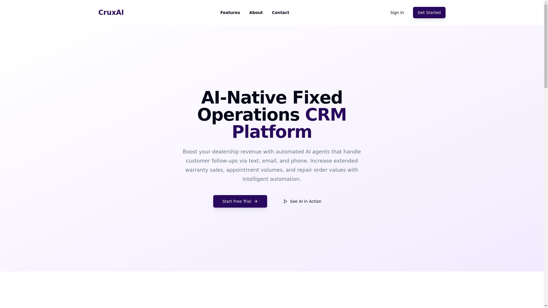 website screenshot of https://crux-auto-landing-page.pages.dev/