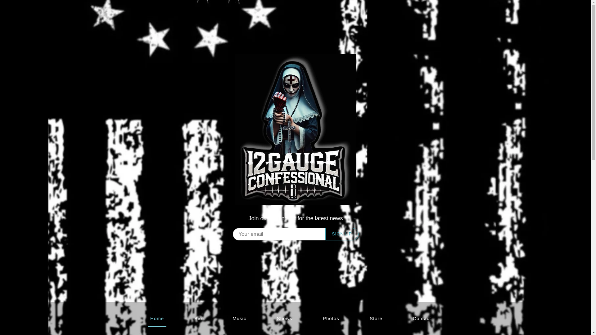 website screenshot of https://12gaugeconfessionalofficial.com/