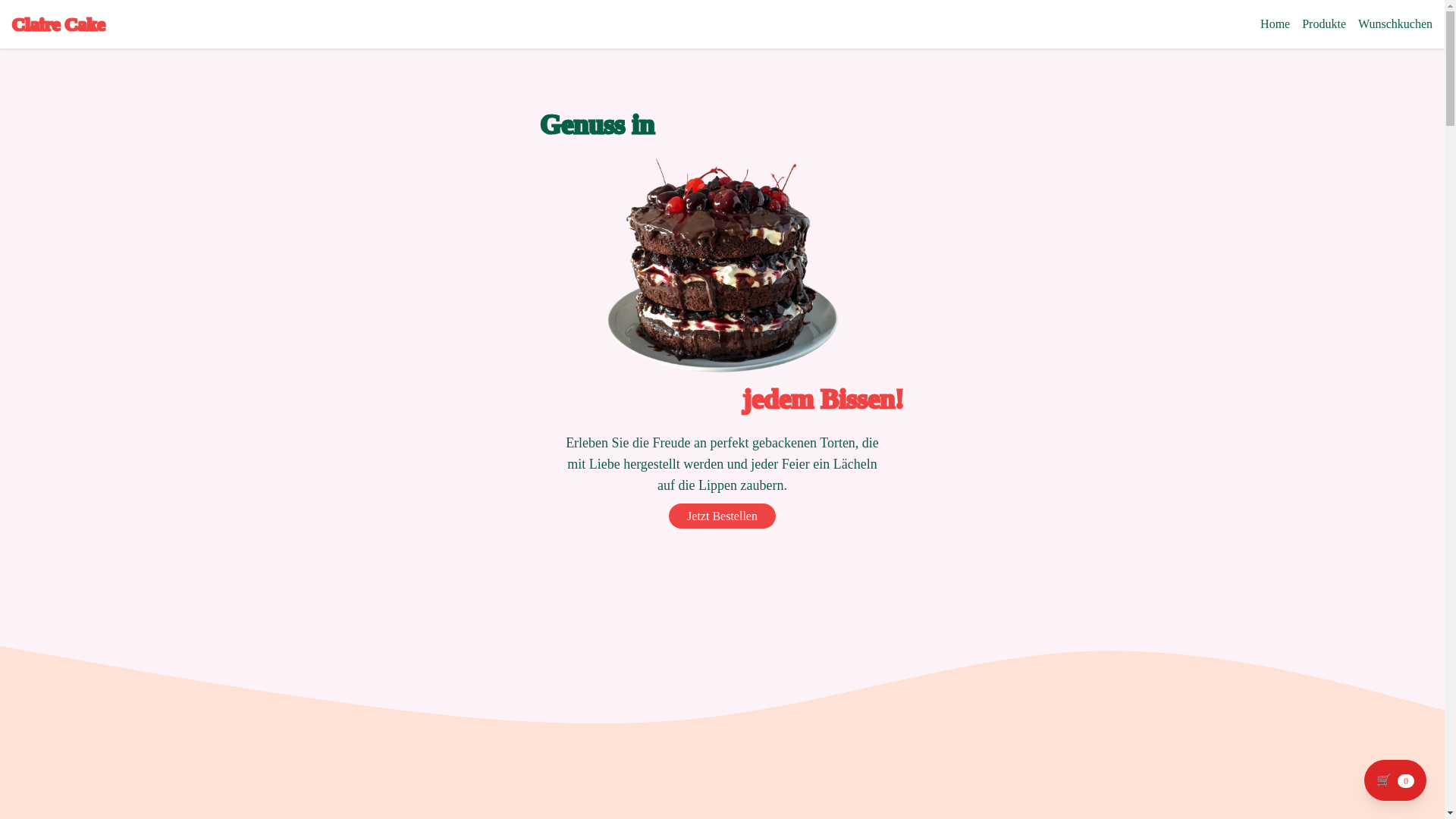 website screenshot of https://claire-cake.de/