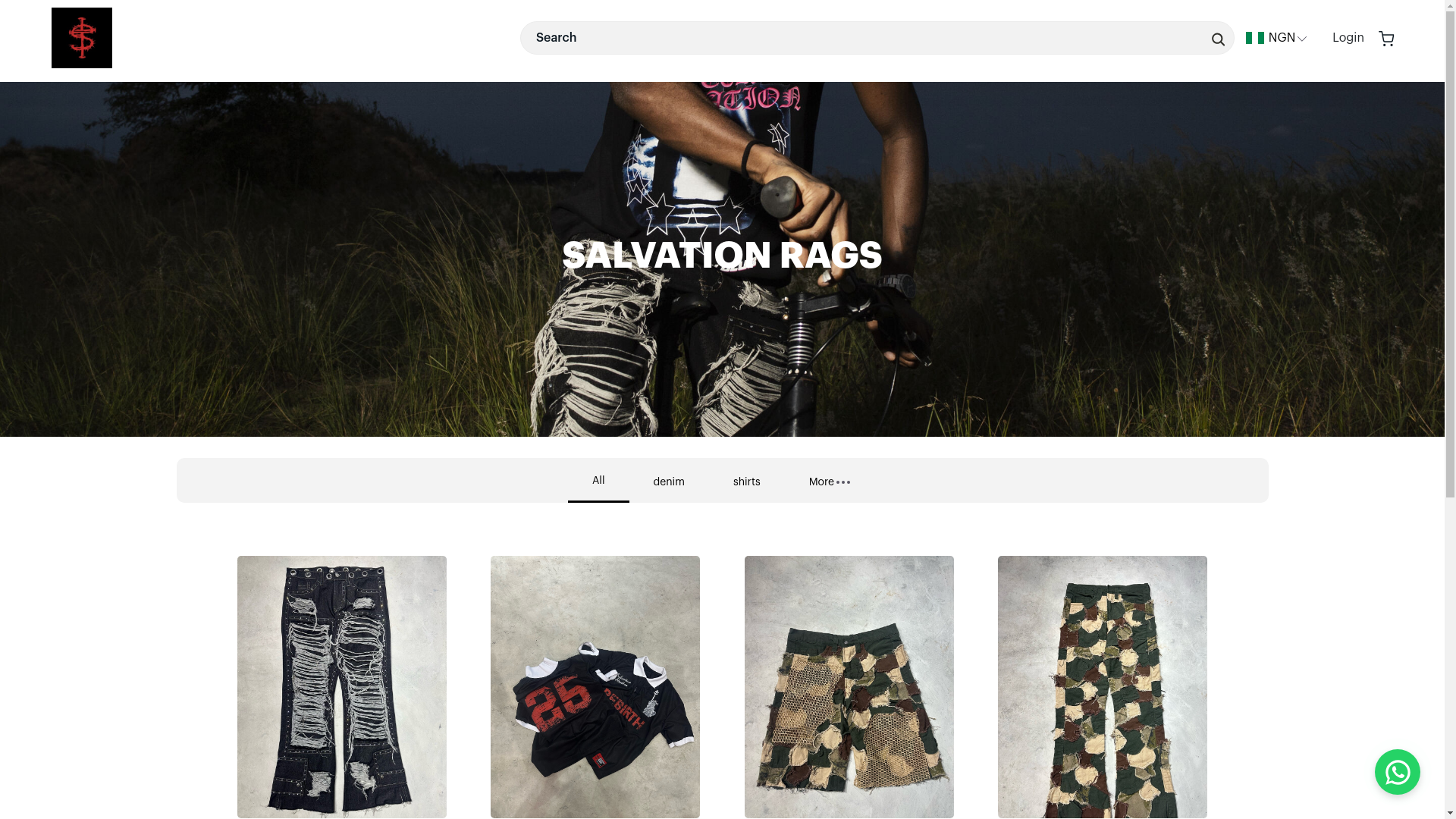 website screenshot of https://salvationrags.com/