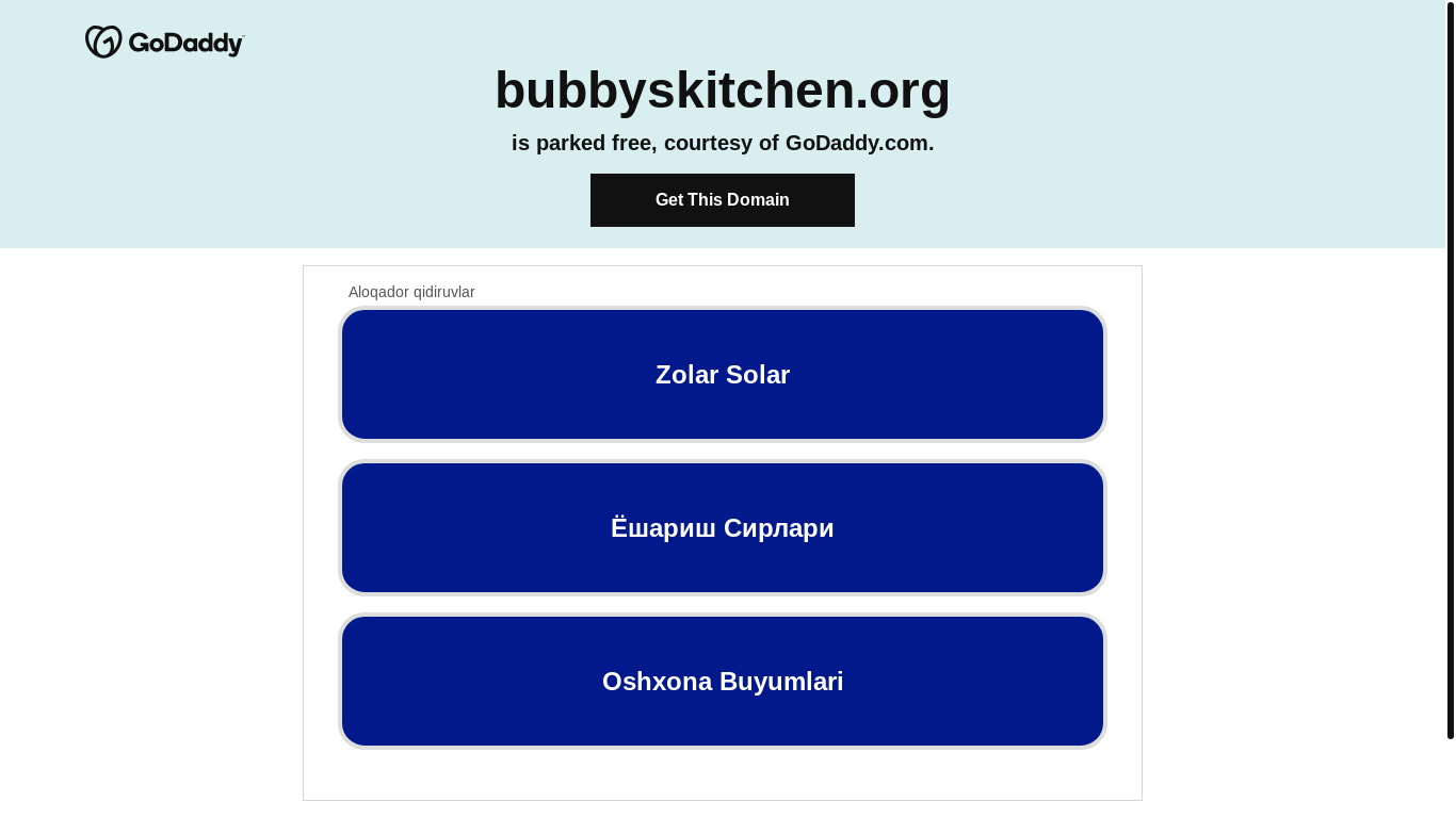 website screenshot of https://bubbyskitchen.org/
