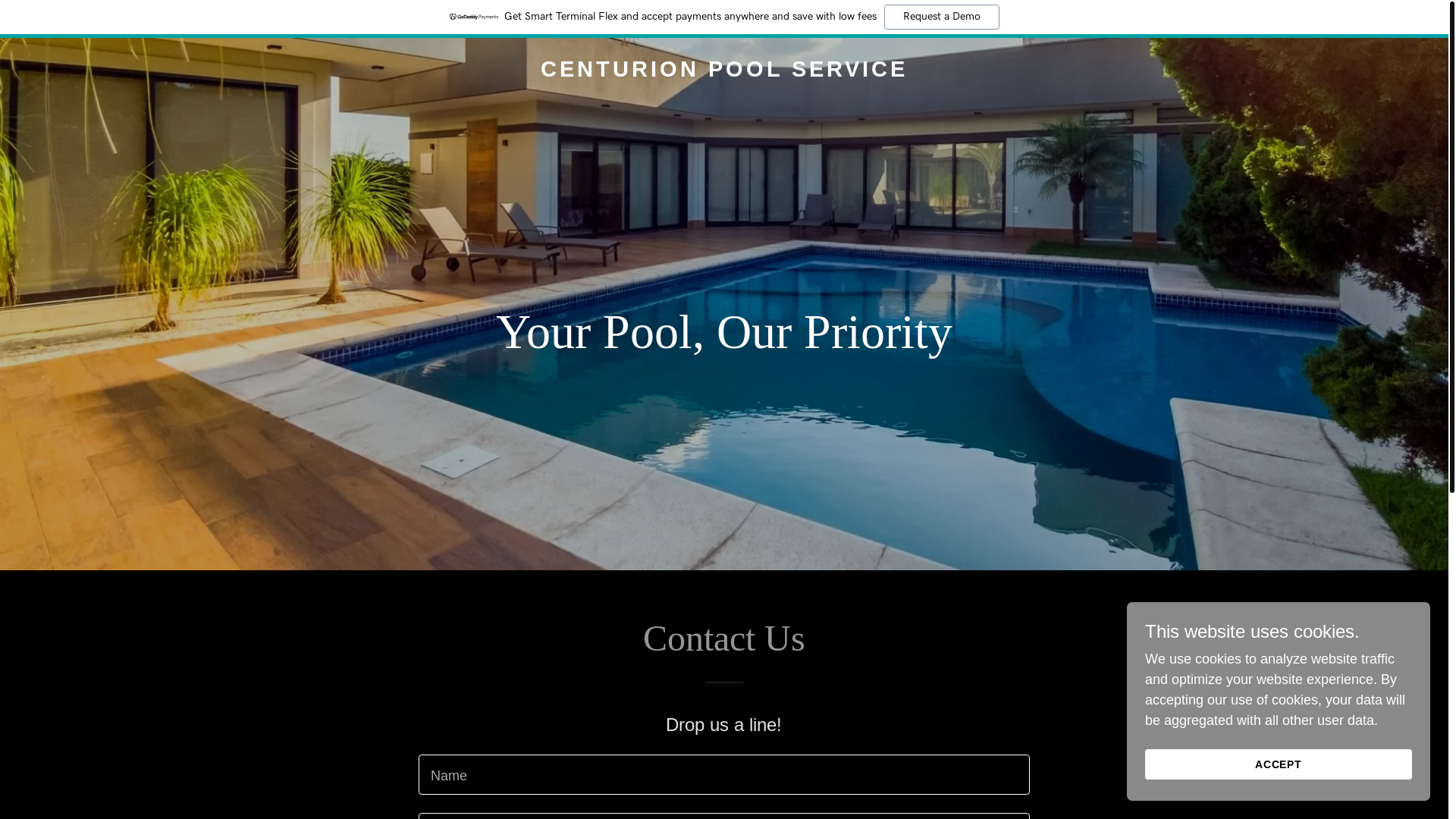 website screenshot of https://centurionpoolssa.com/