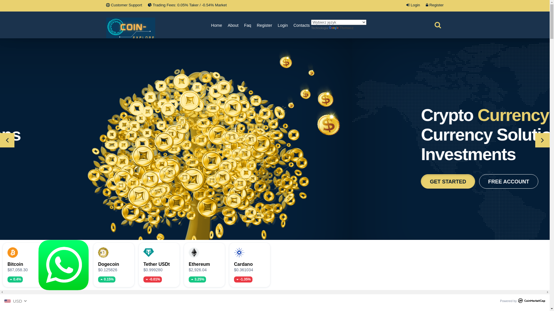 website screenshot of http://www.coinexplorehub.co/