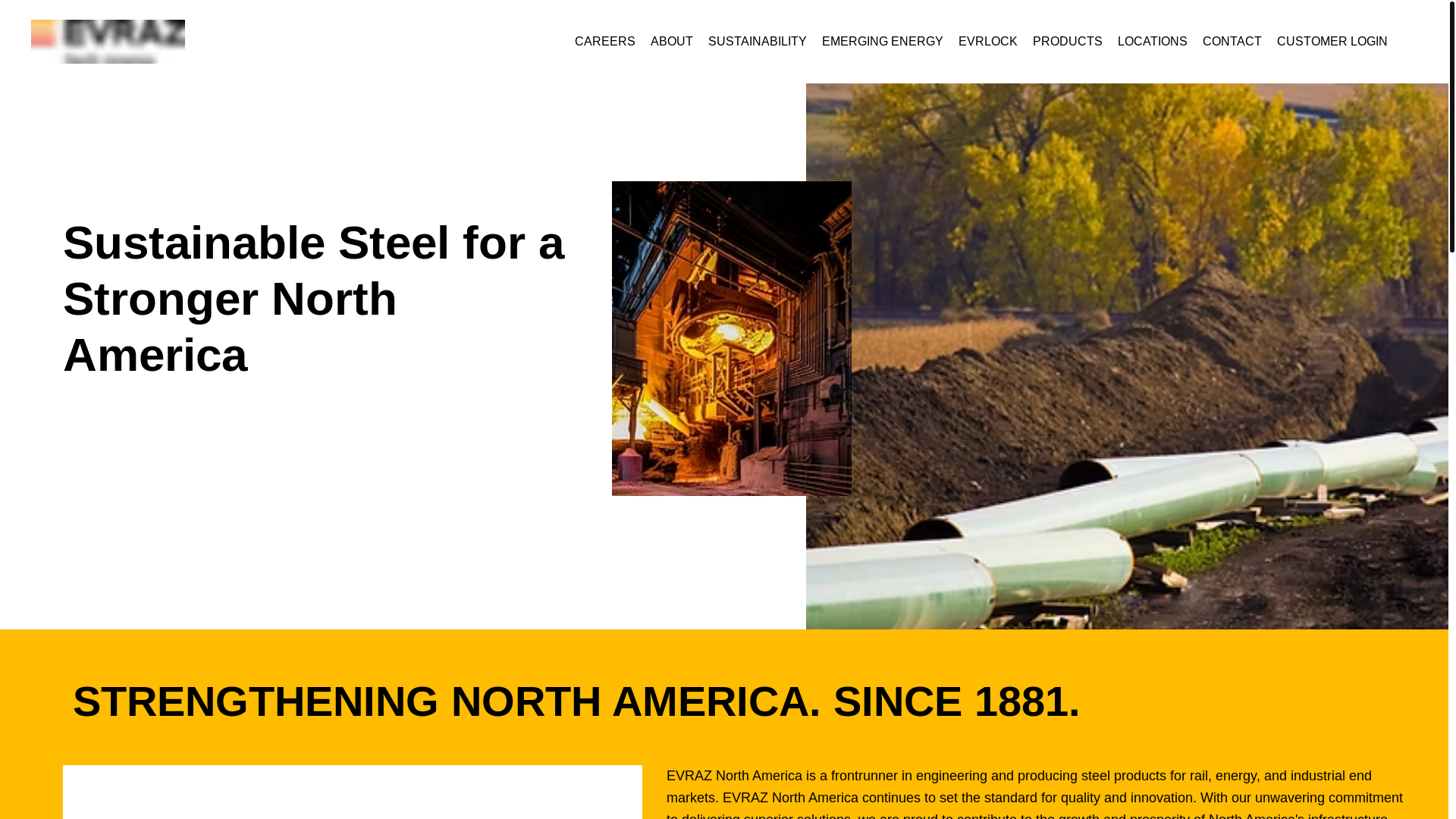 website screenshot of https://evrazcanada.ca/