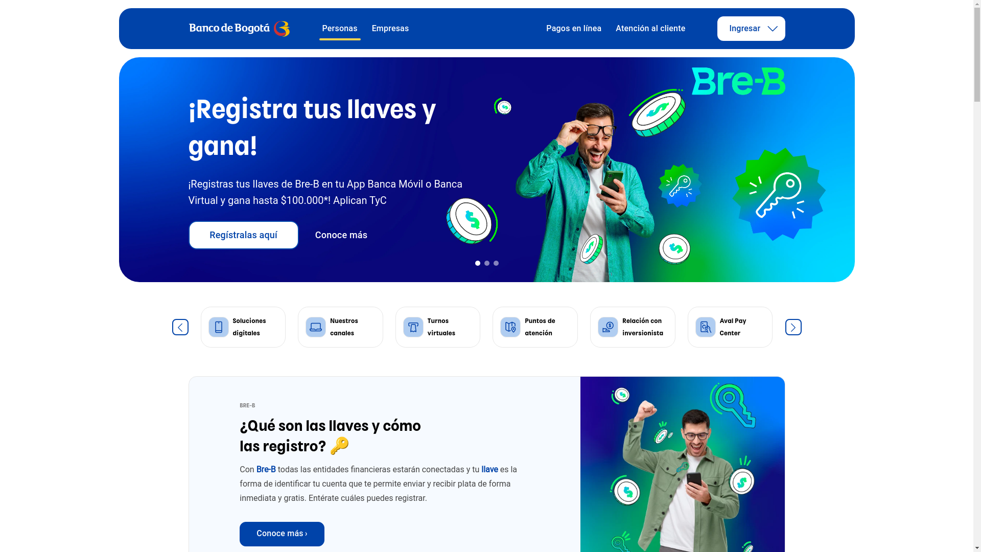 website screenshot of https://bancodebogota.com/