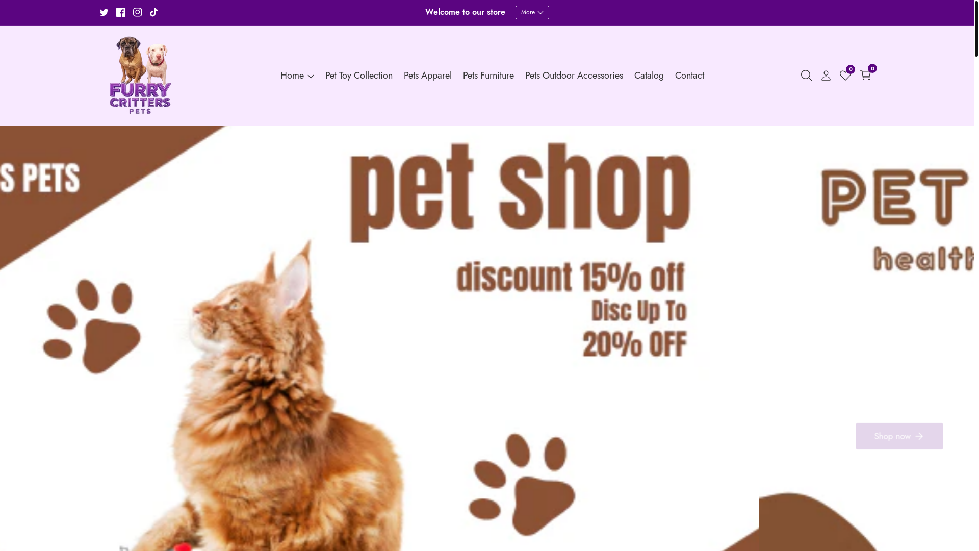 website screenshot of https://furrycritterspets.com/