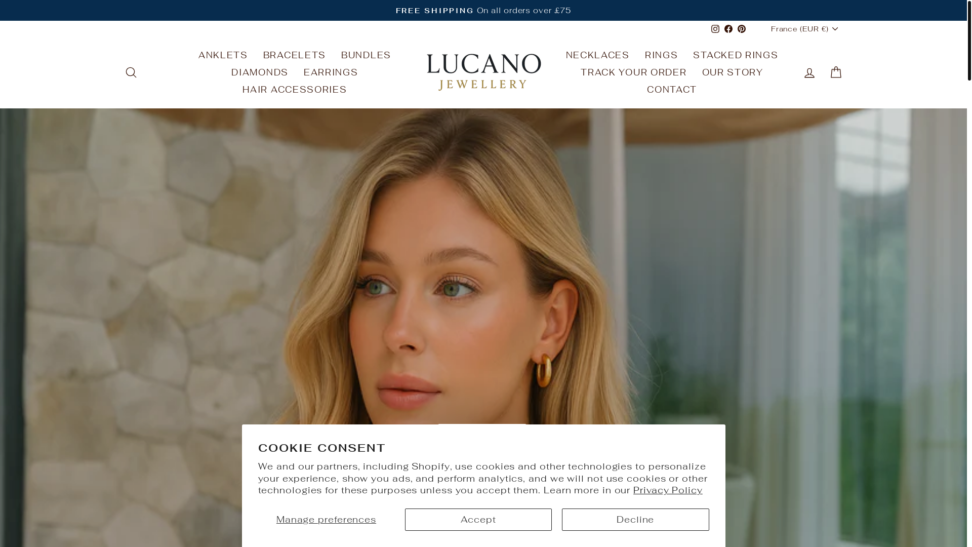 website screenshot of https://lucanojewellery.com/