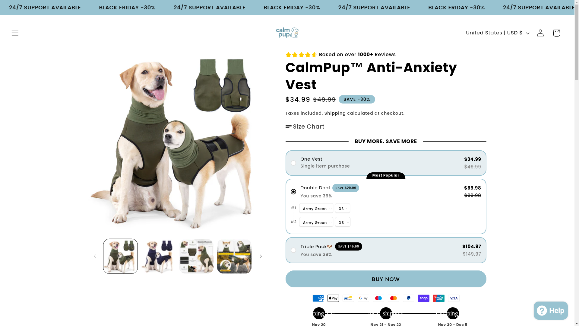 website screenshot of https://calmpup.online/