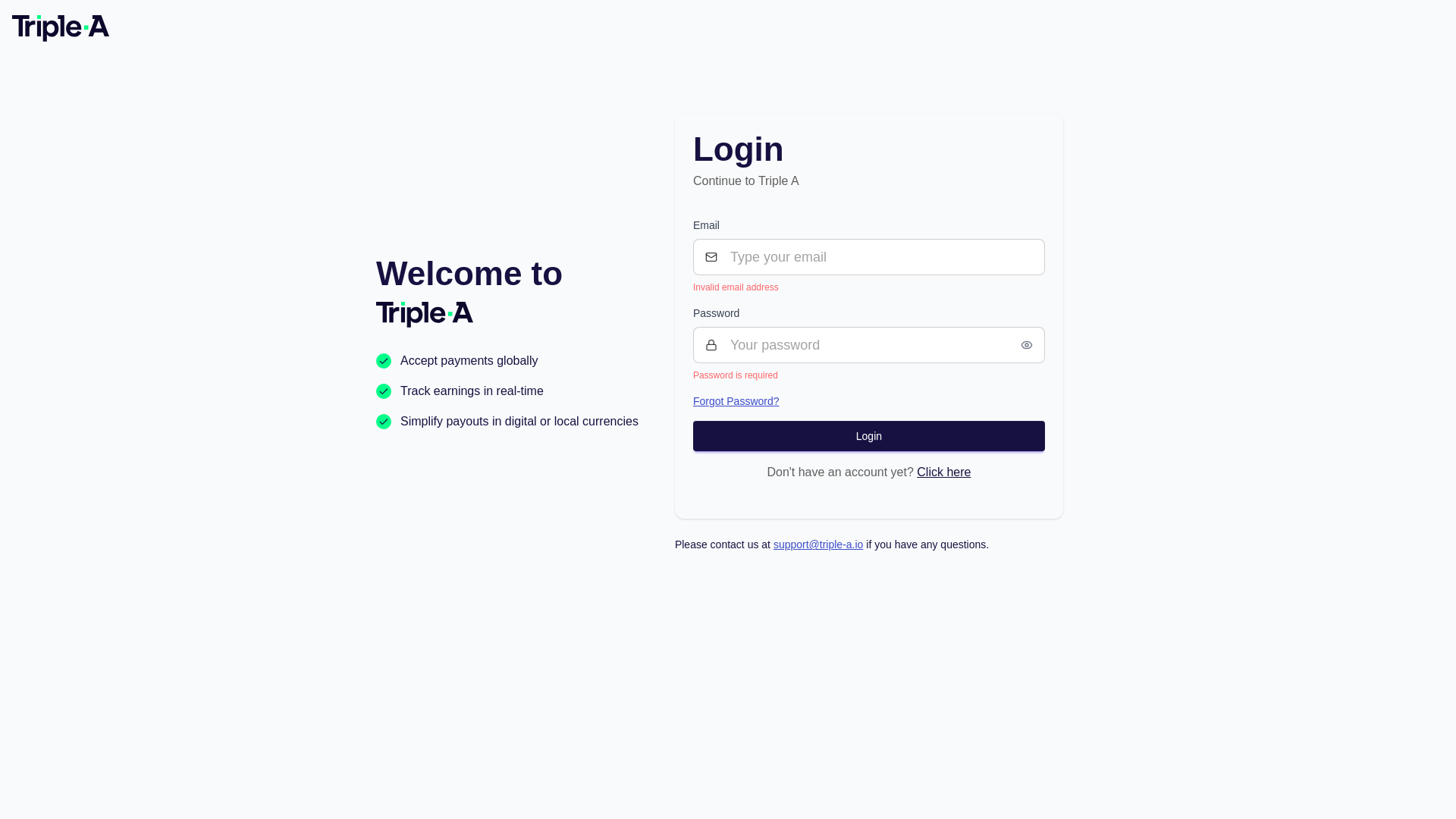 website screenshot of https://merchant-dashboard-bkv.pages.dev/