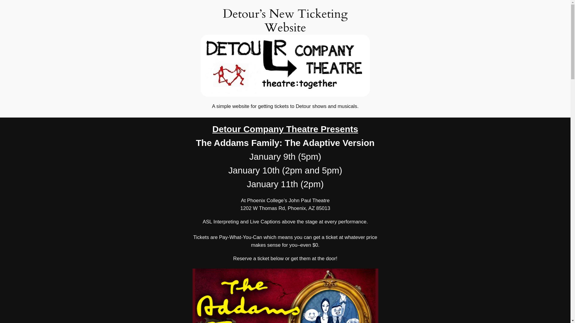 website screenshot of https://detourtickets.org/