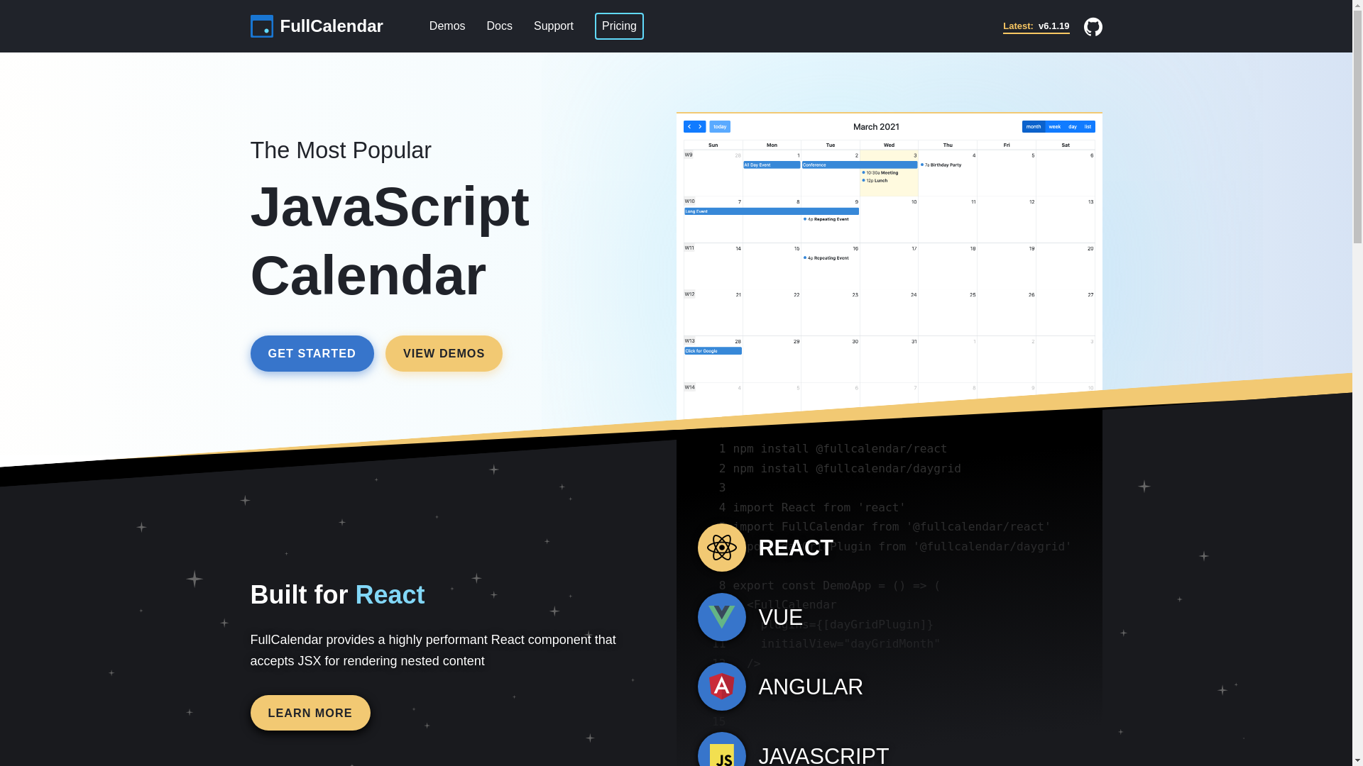 website screenshot of https://fullcalendar-site.pages.dev/