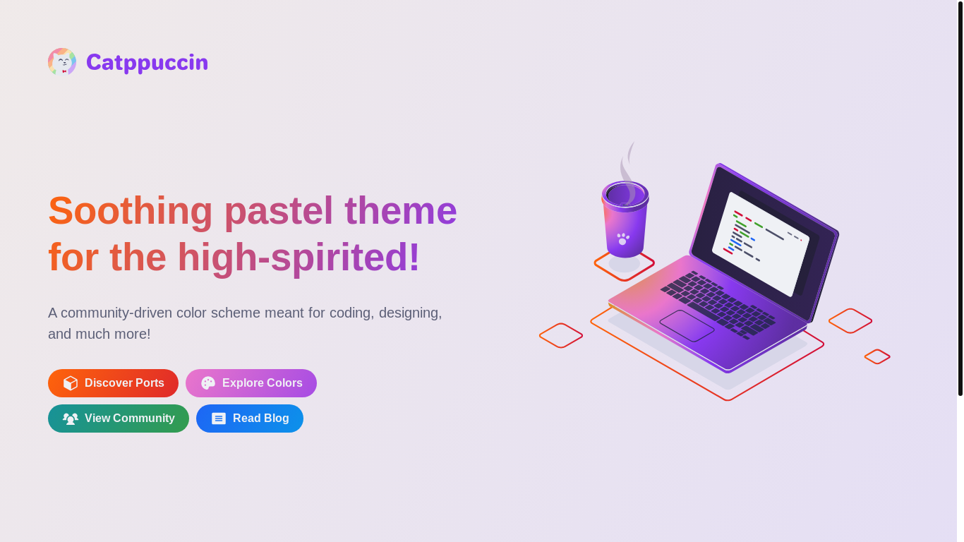 website screenshot of https://catppuccin.com/