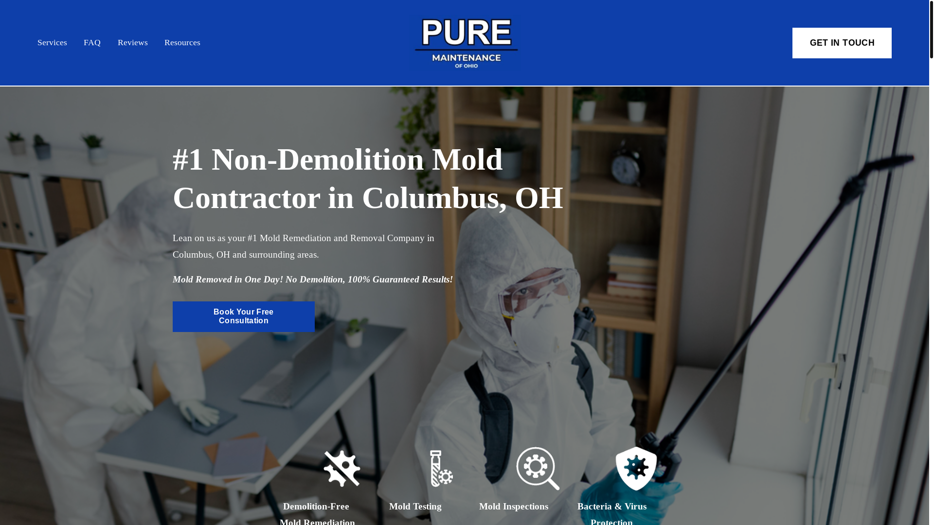 website screenshot of https://puremaintenanceoh.com/