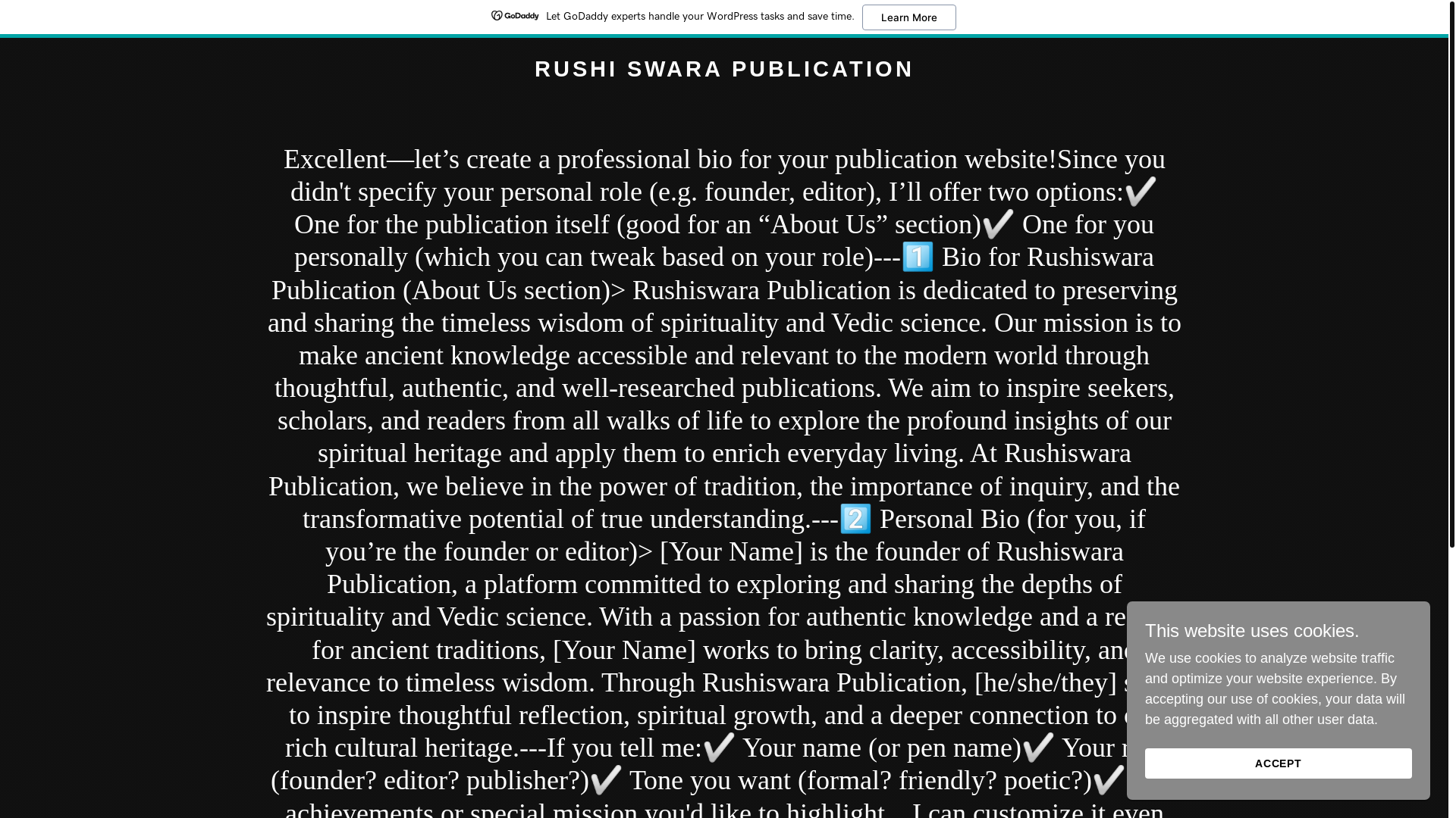 website screenshot of https://rushiswarapublication.com/