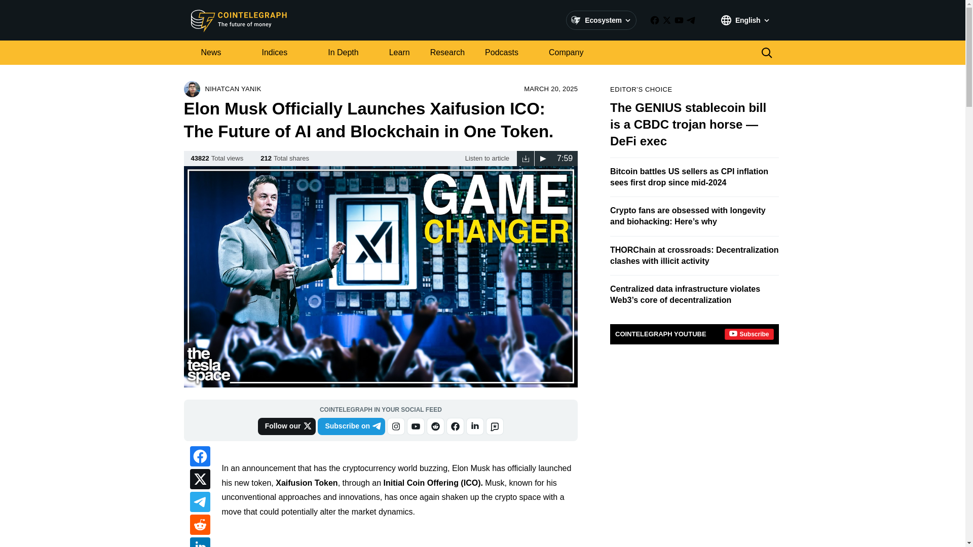 website screenshot of https://xaifusion-cointelegraph.com/