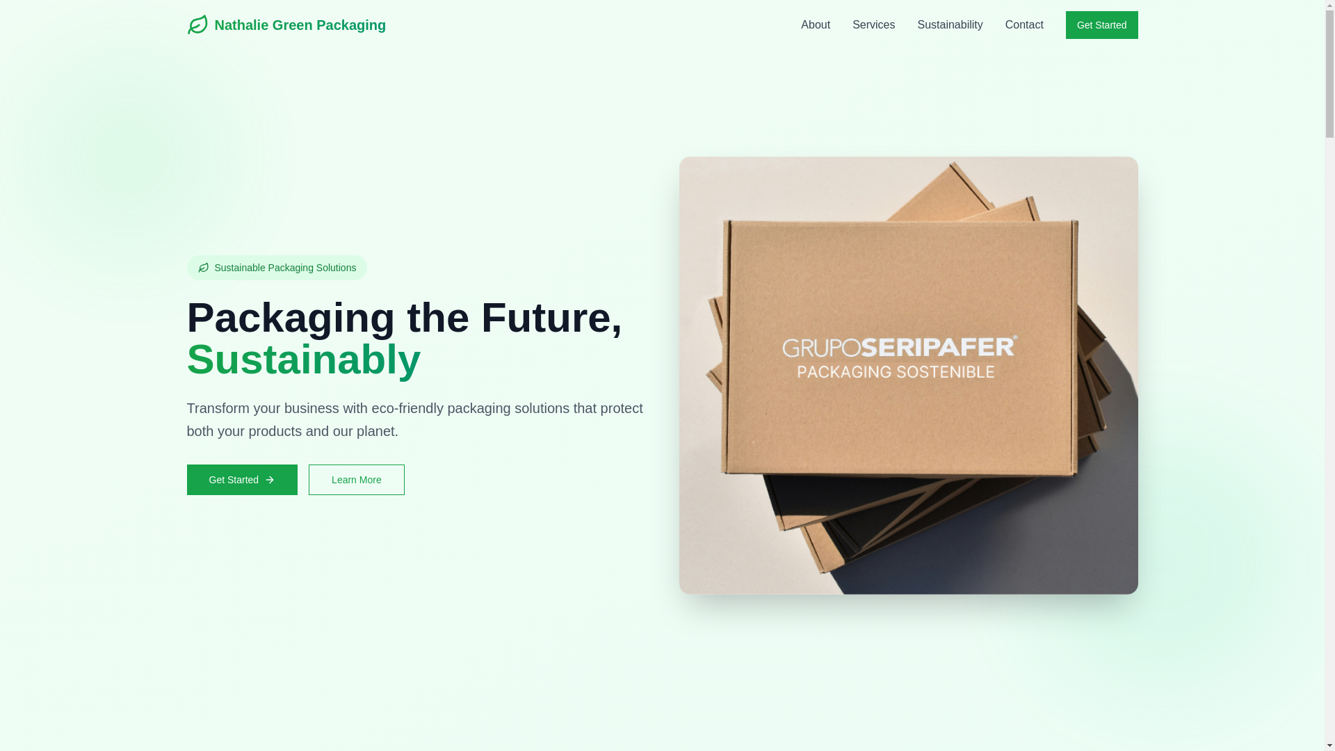 website screenshot of https://nathaliegreenpackaging.tech/