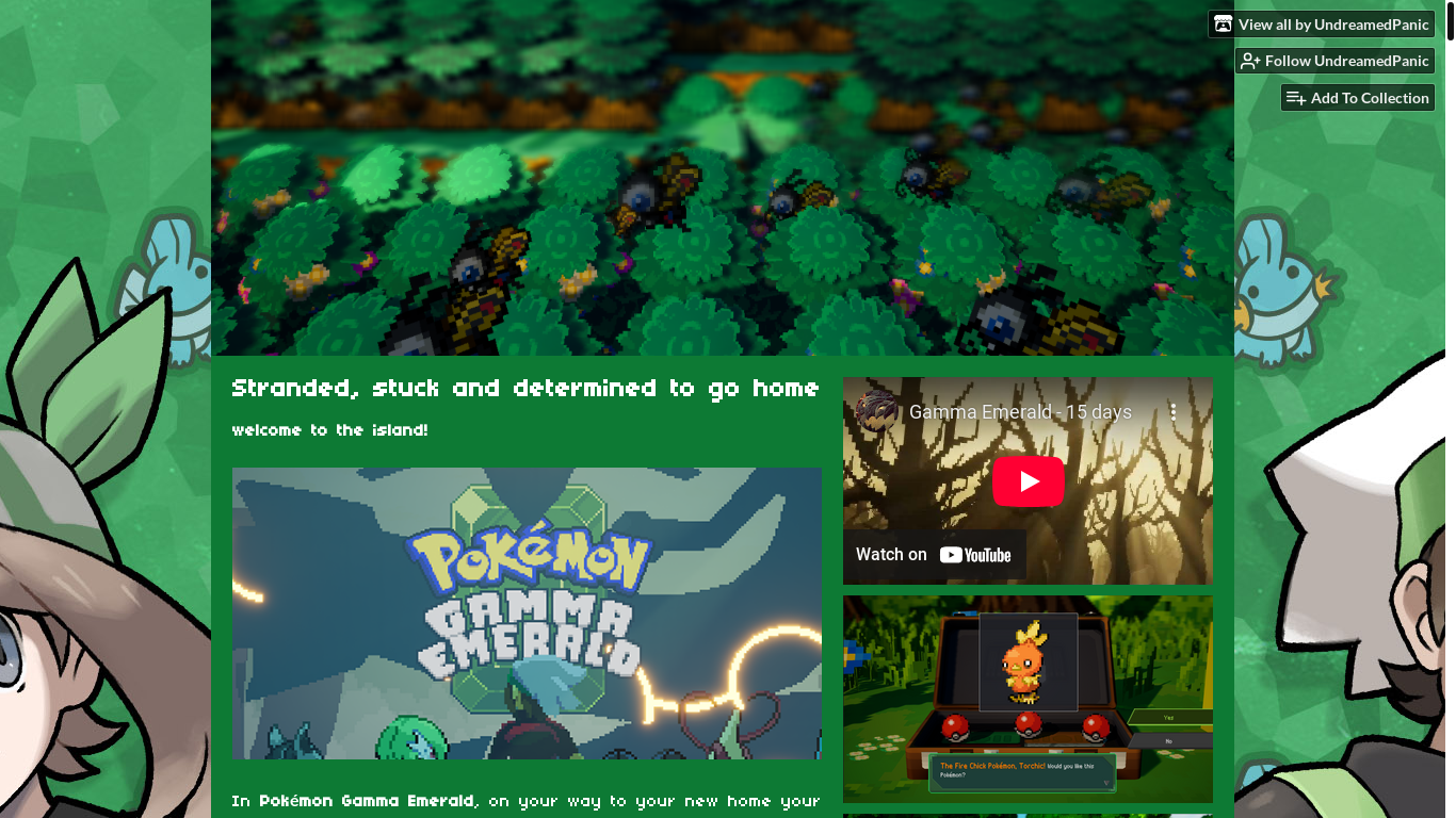 website screenshot of https://undreamedpanic.itch.io/gamma-emerald