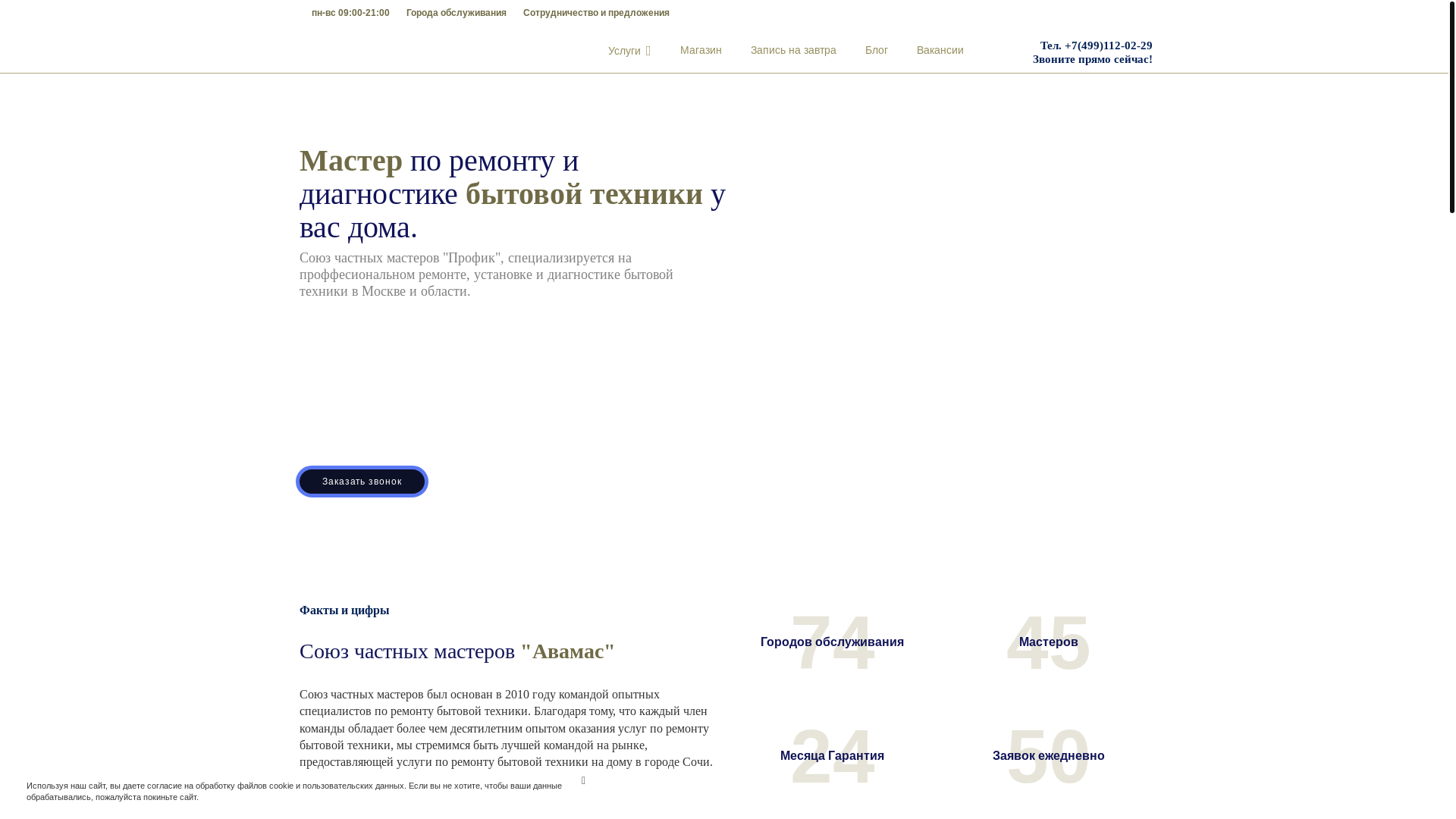 website screenshot of https://avamas.ru/
