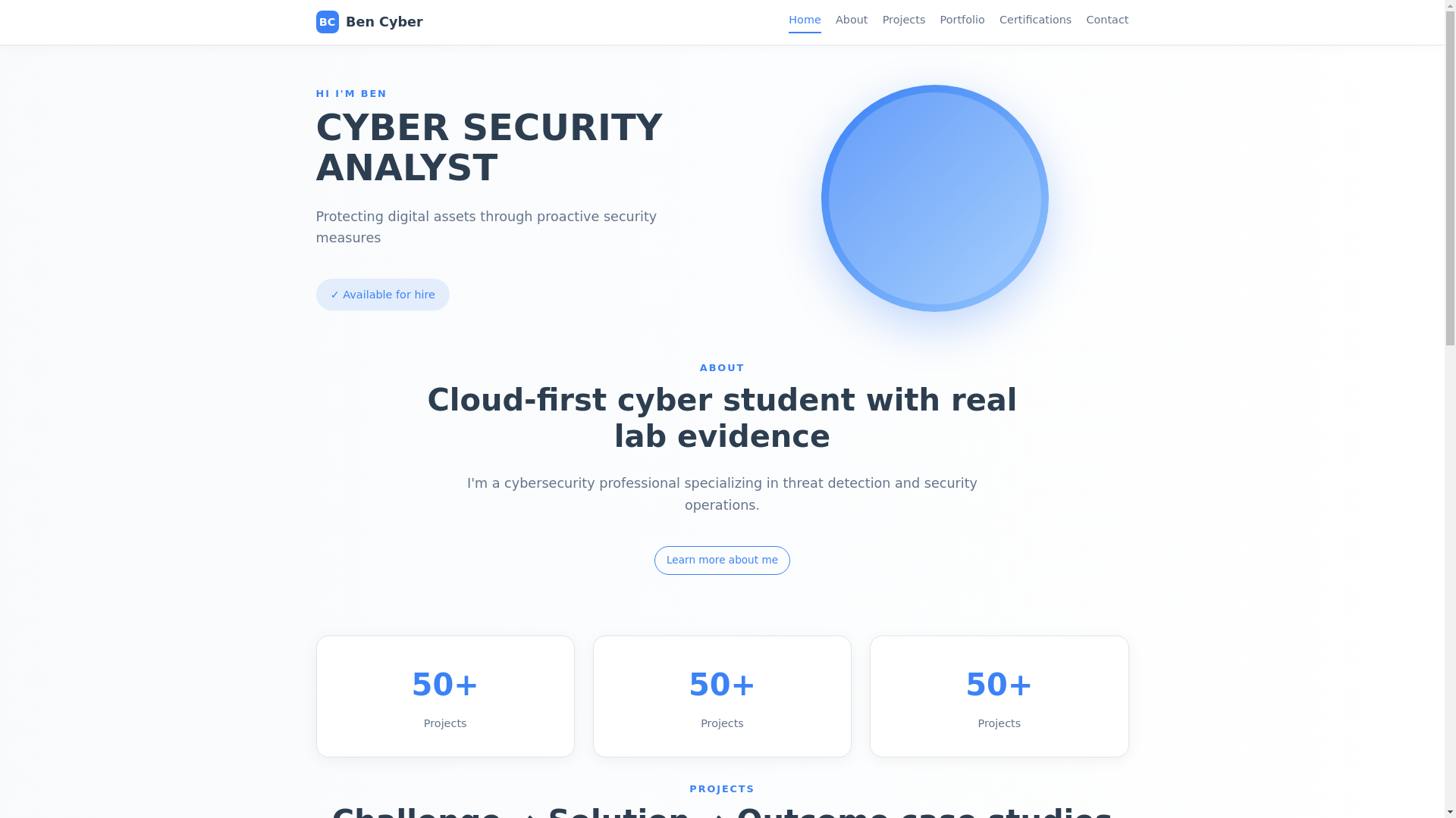 website screenshot of https://bencyber.co.uk/