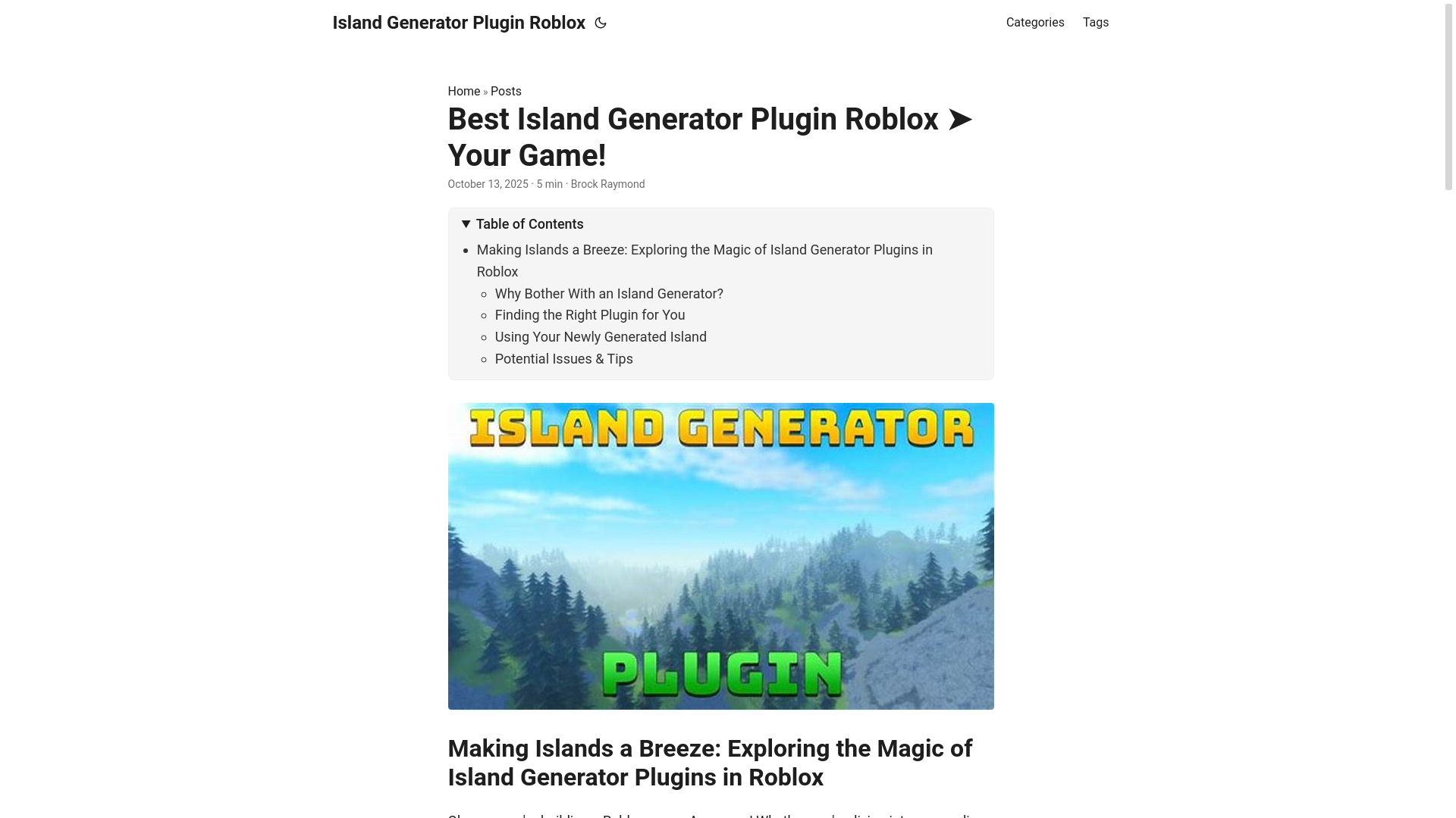 website screenshot of https://island-generator-plugin-roblox.pages.dev/